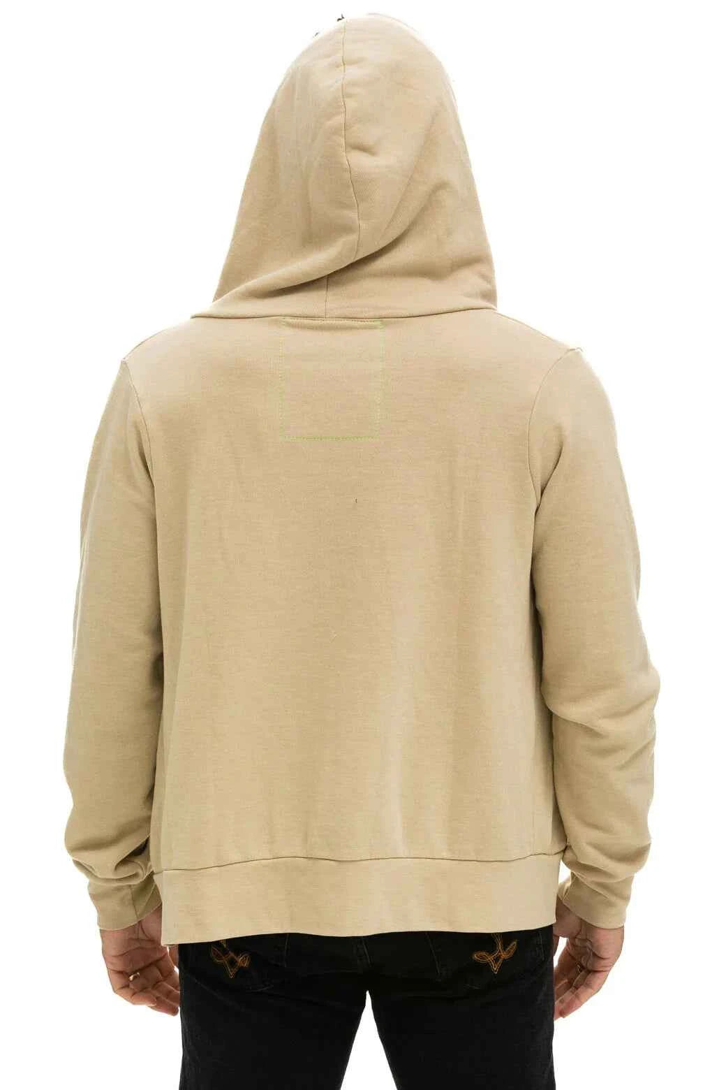 5 Stripe Zip Hoodie Sand Pink Green