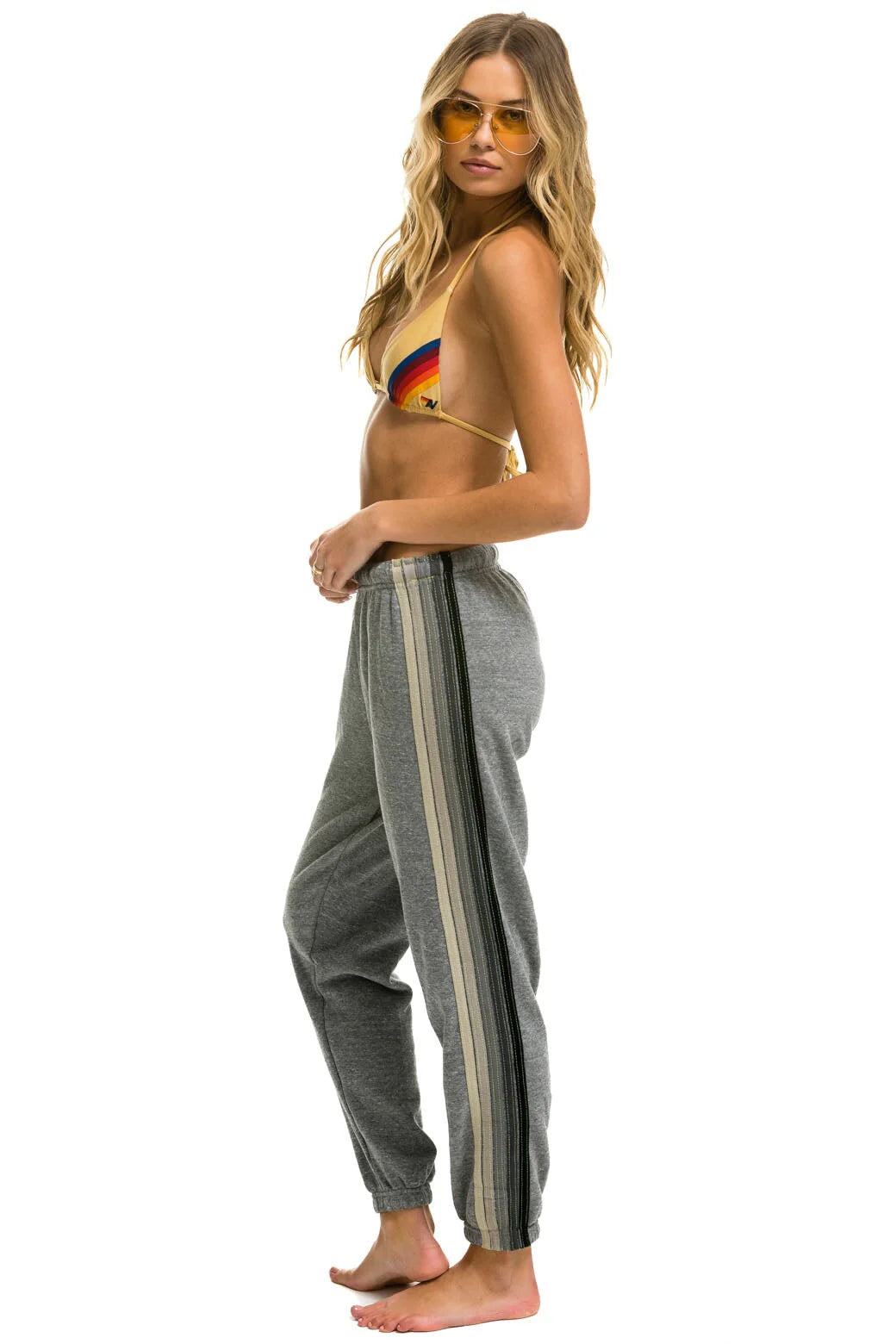 5 Stripe Women's Sweatpants Heather Grey - Bella's House Tulsa