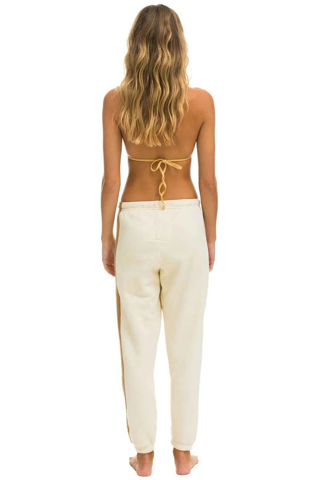 5 Stripe Women's Sweatpants Vintage White Tan
