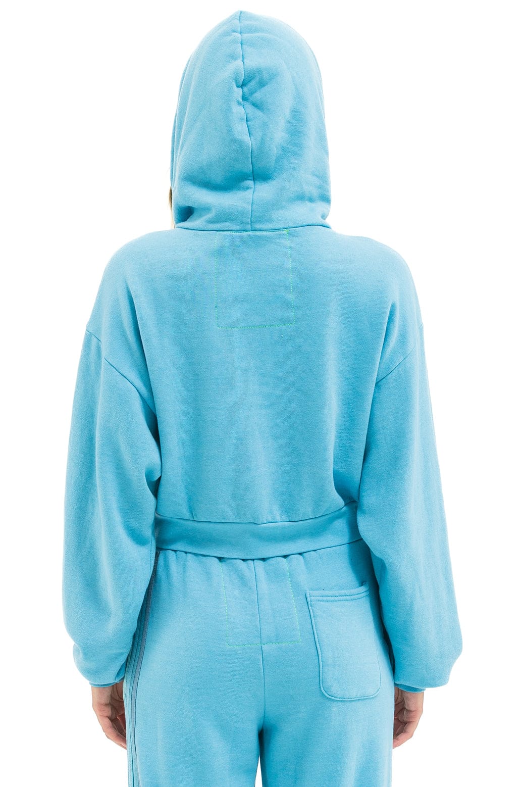 5 Stripe Cropped Zip Hoodie Relaxed -Aqua/ Aqua