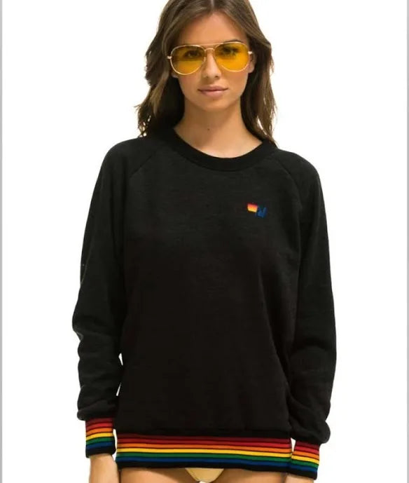 5 Stripe Crew Sweatshirt Charcoal