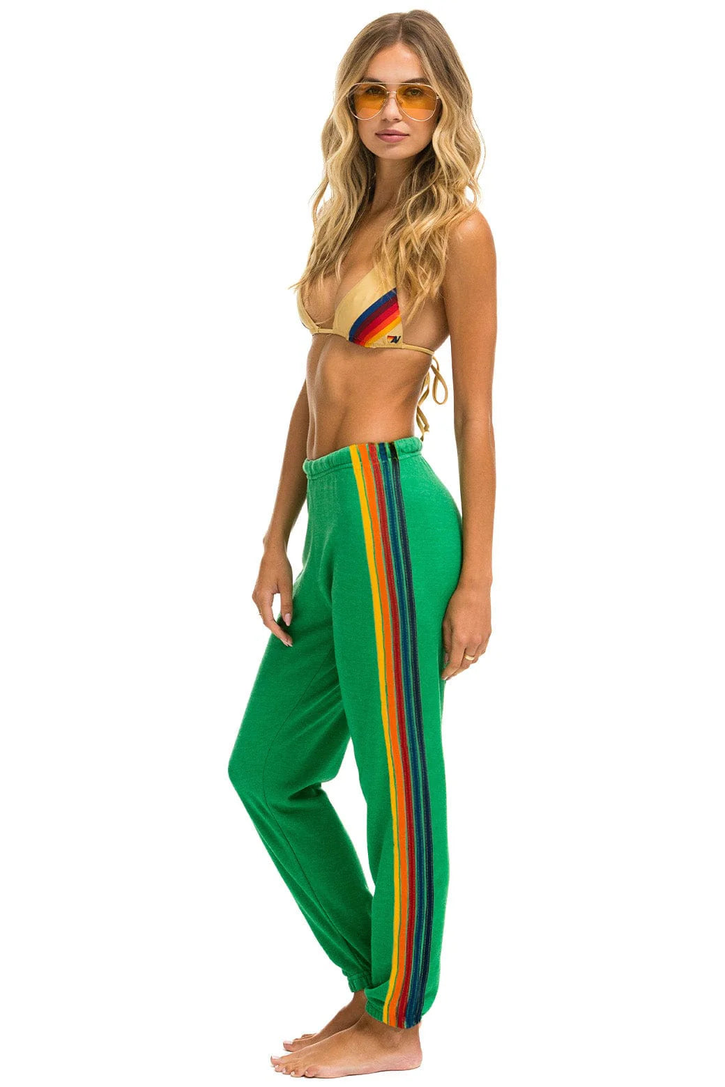 5 Stripe Sweatpants Kelly Green Yellow Purple
