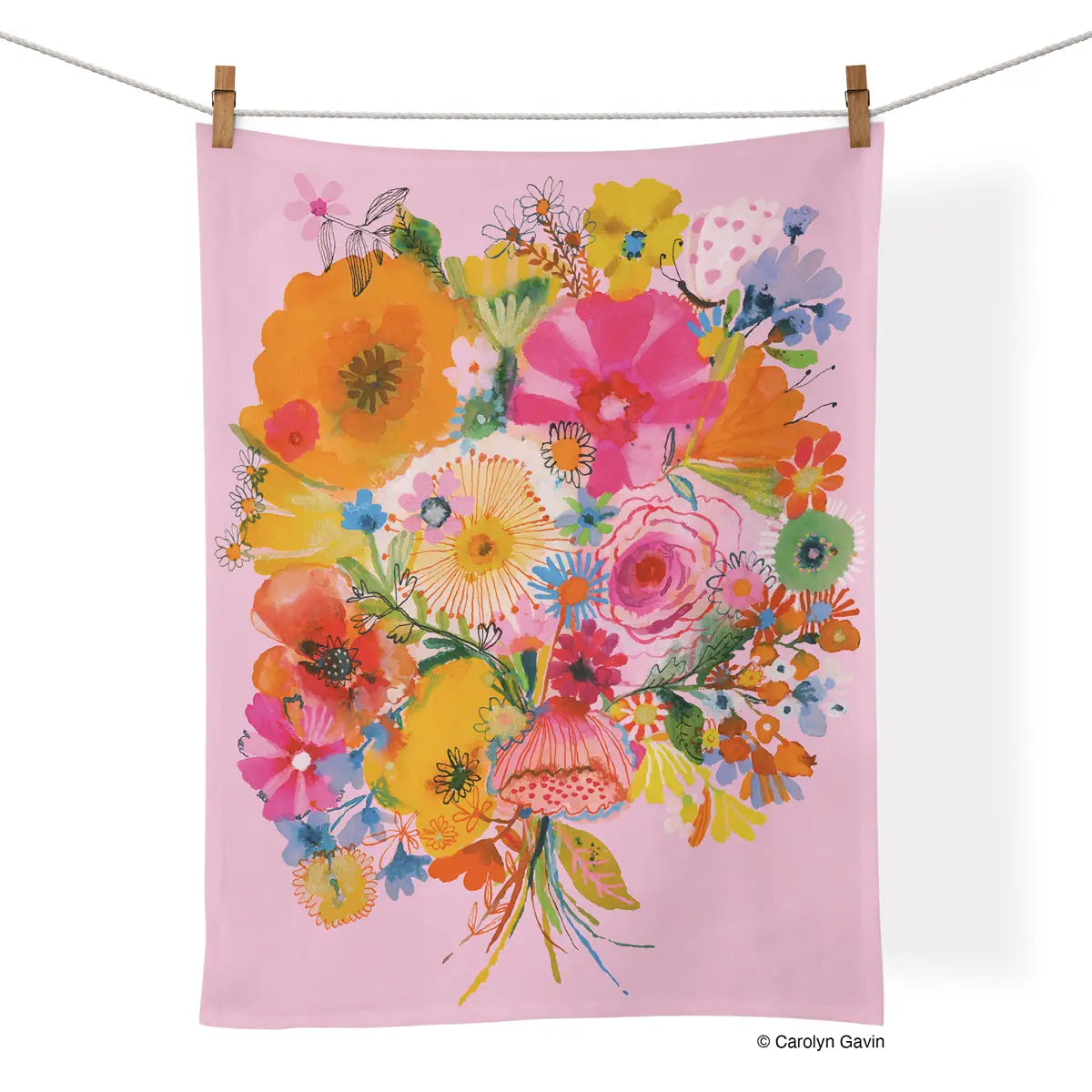 Floral Blush Cotton Tea Towel - Bella's House Tulsa