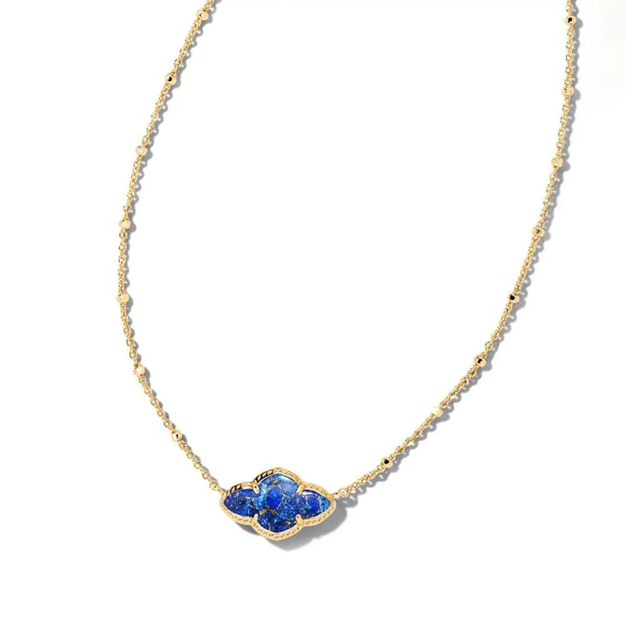 Abbie Pendant Necklace in Gold Bronze Veined Lapis