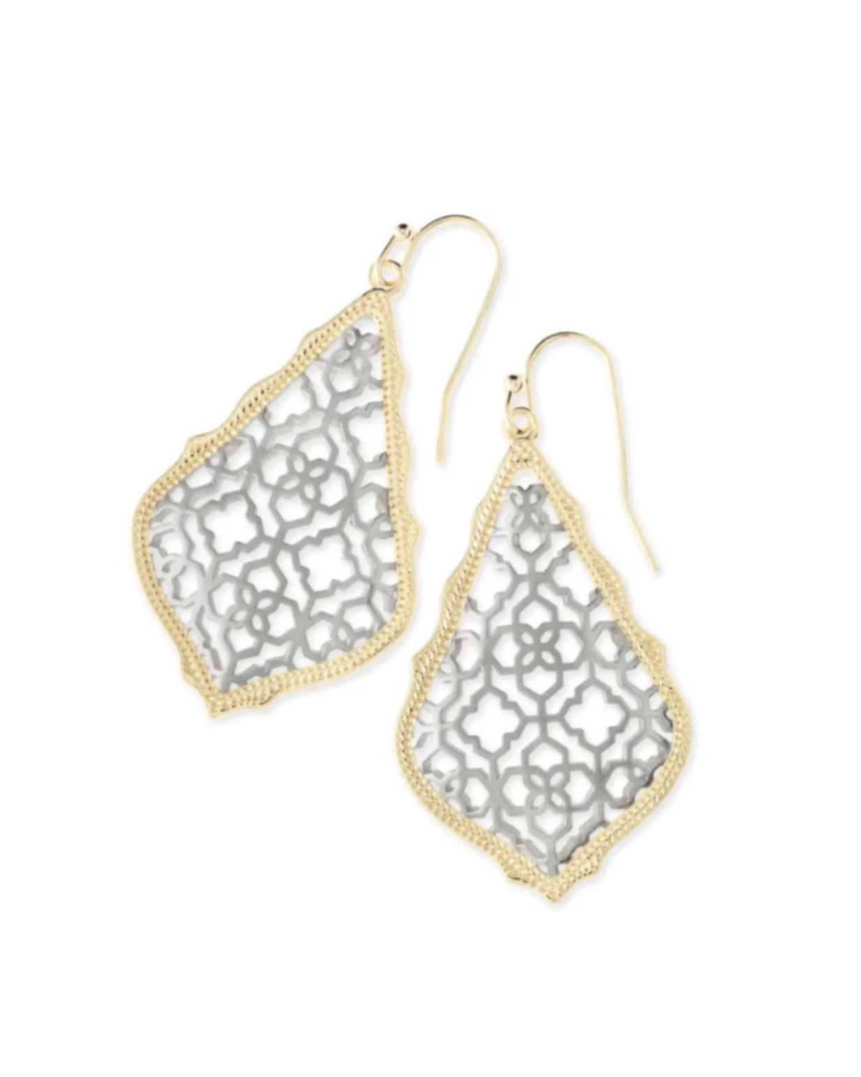 Addie Gold Drop Earrings in Silver Filigree Mix