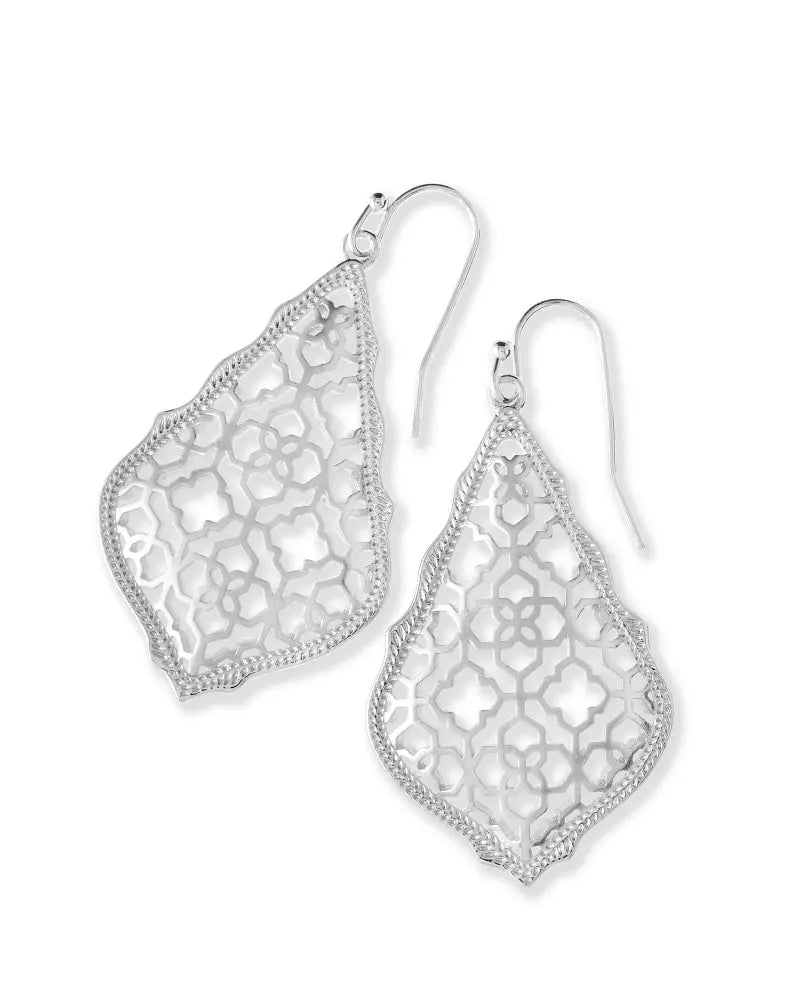 Addie Earring Rhodium Filigree Metal - Bella's House Tulsa