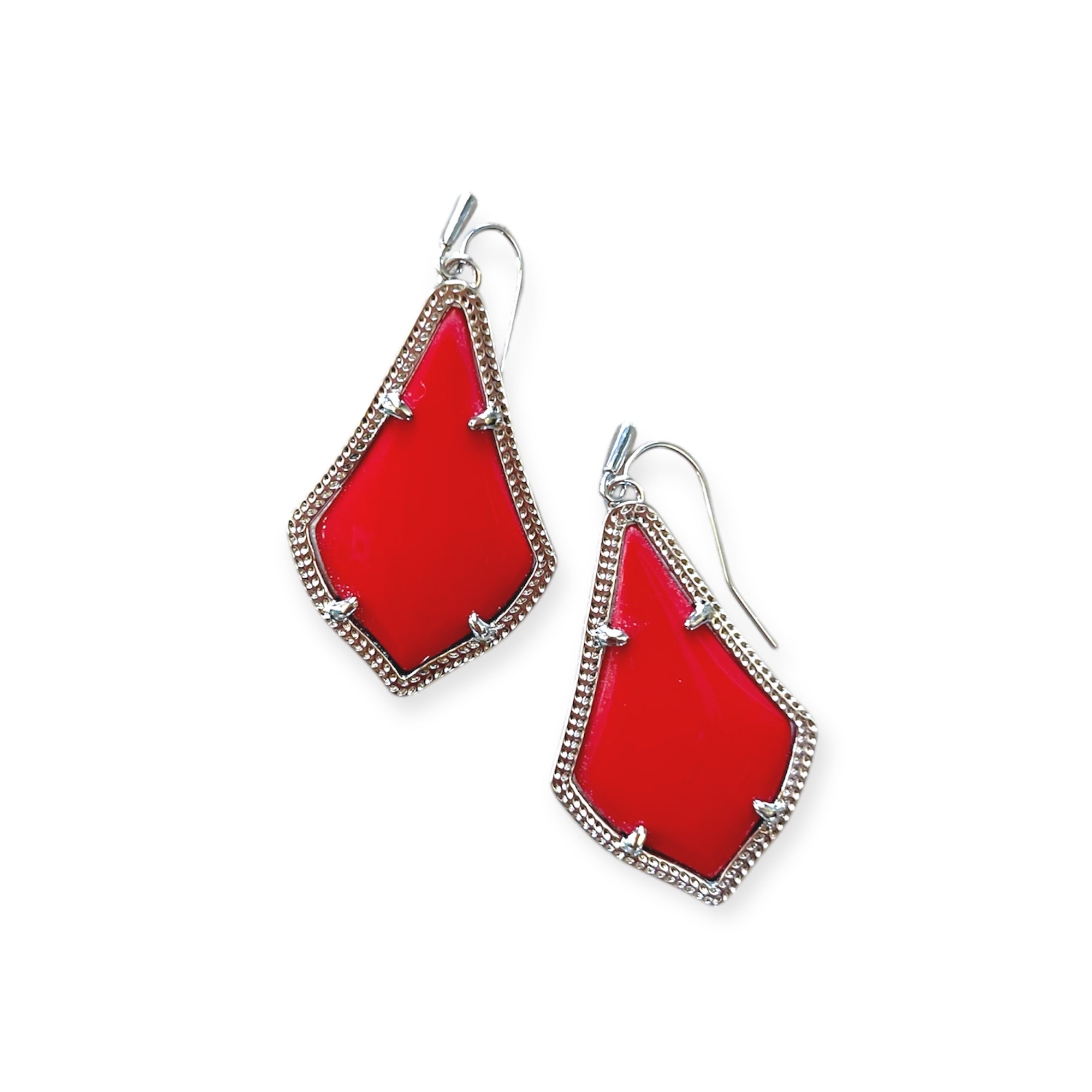 Alex Drop Earrings in Silver Red