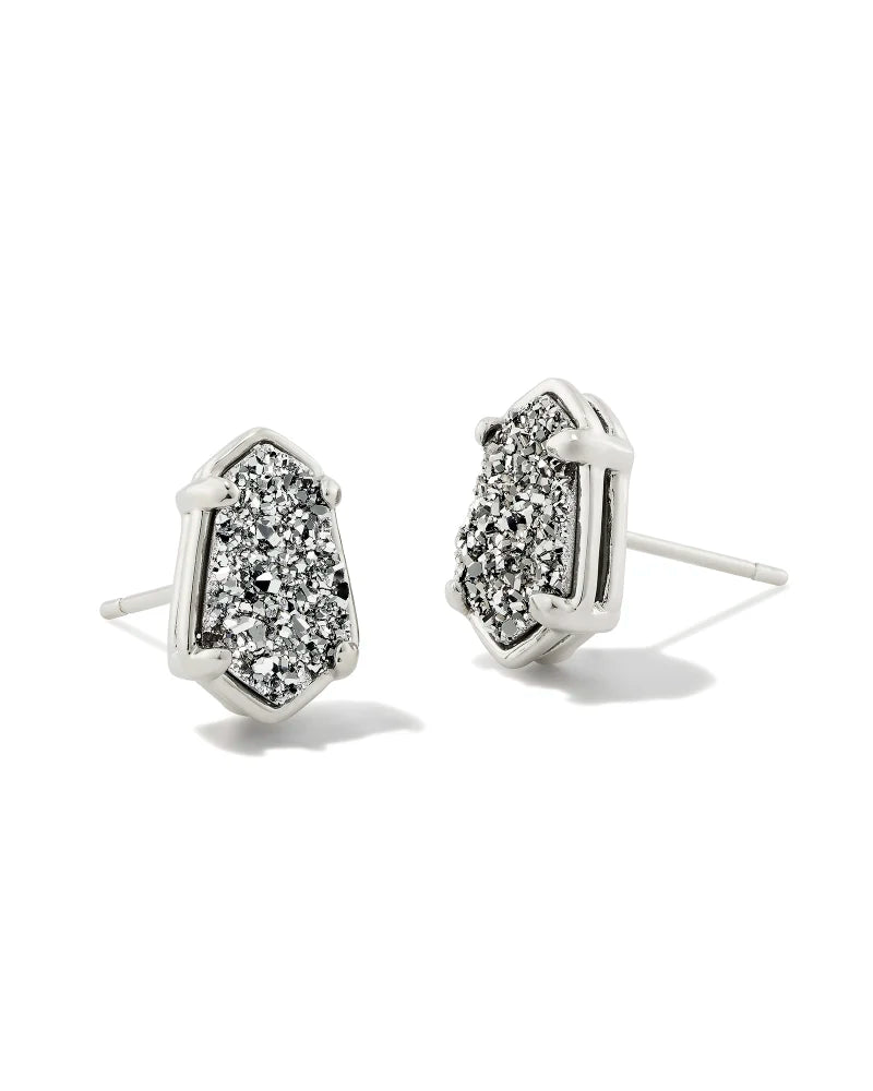 Alexandria Silver Stud Earrings in Platinum Drusy