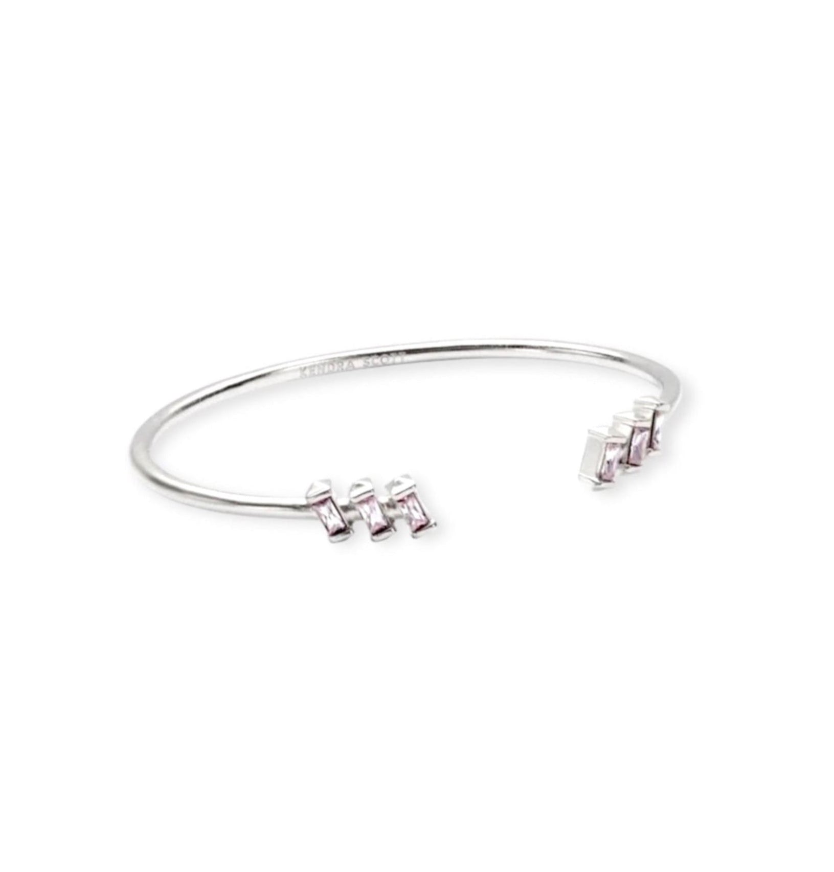 Amaya Silver Cuff Bracelet in Lilac Crystal