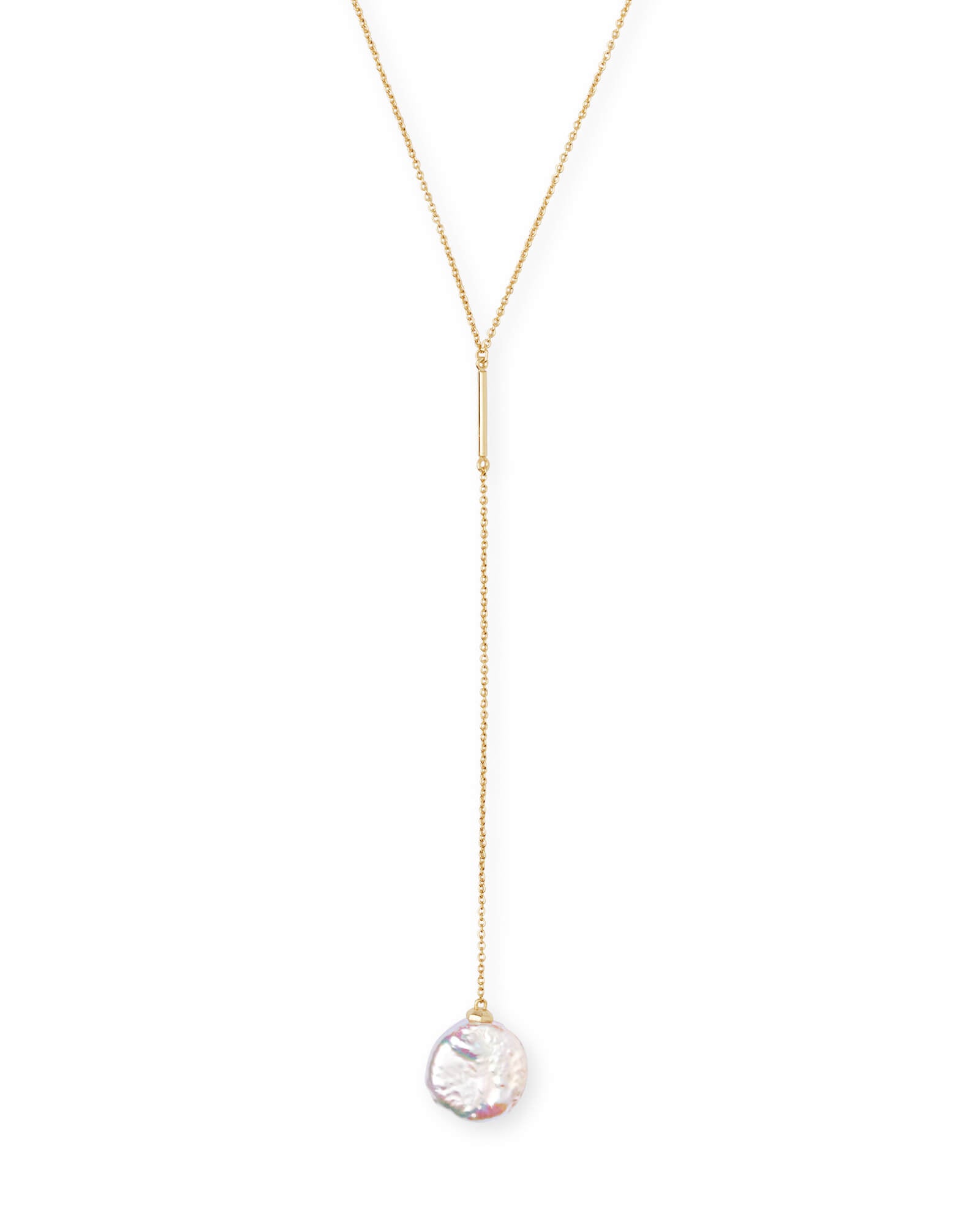 Andi Long Pendant Y Necklace in Pearl