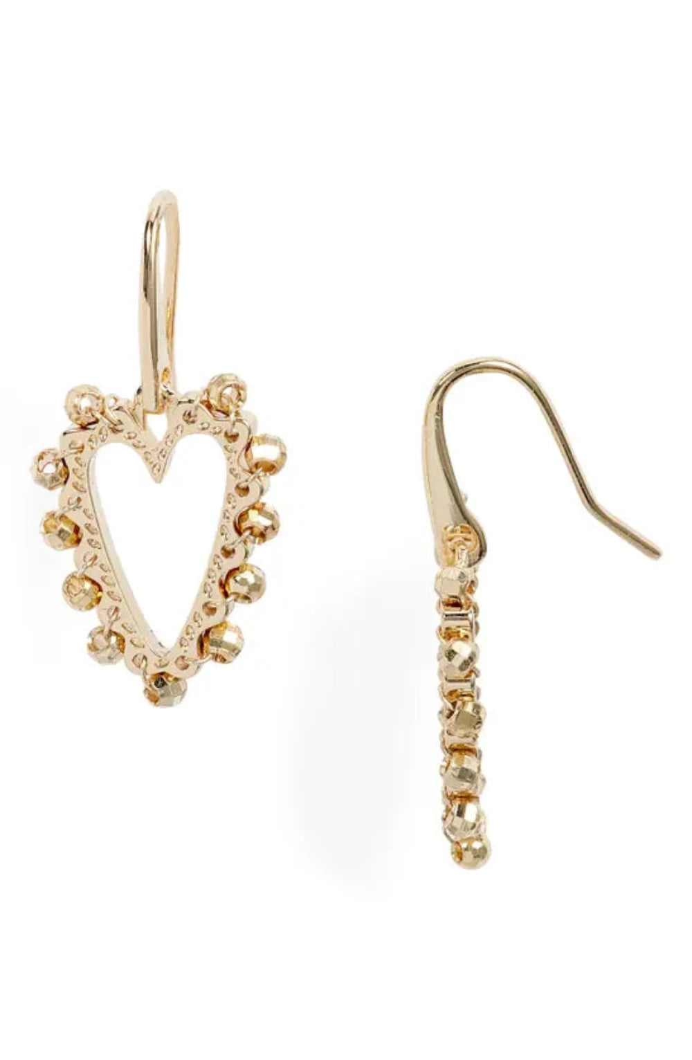 Ansley Beaded Open Heart Drop Earrings in Gold