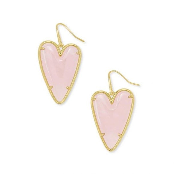 Ansley Gold Drop Earrings in Rose Quartz