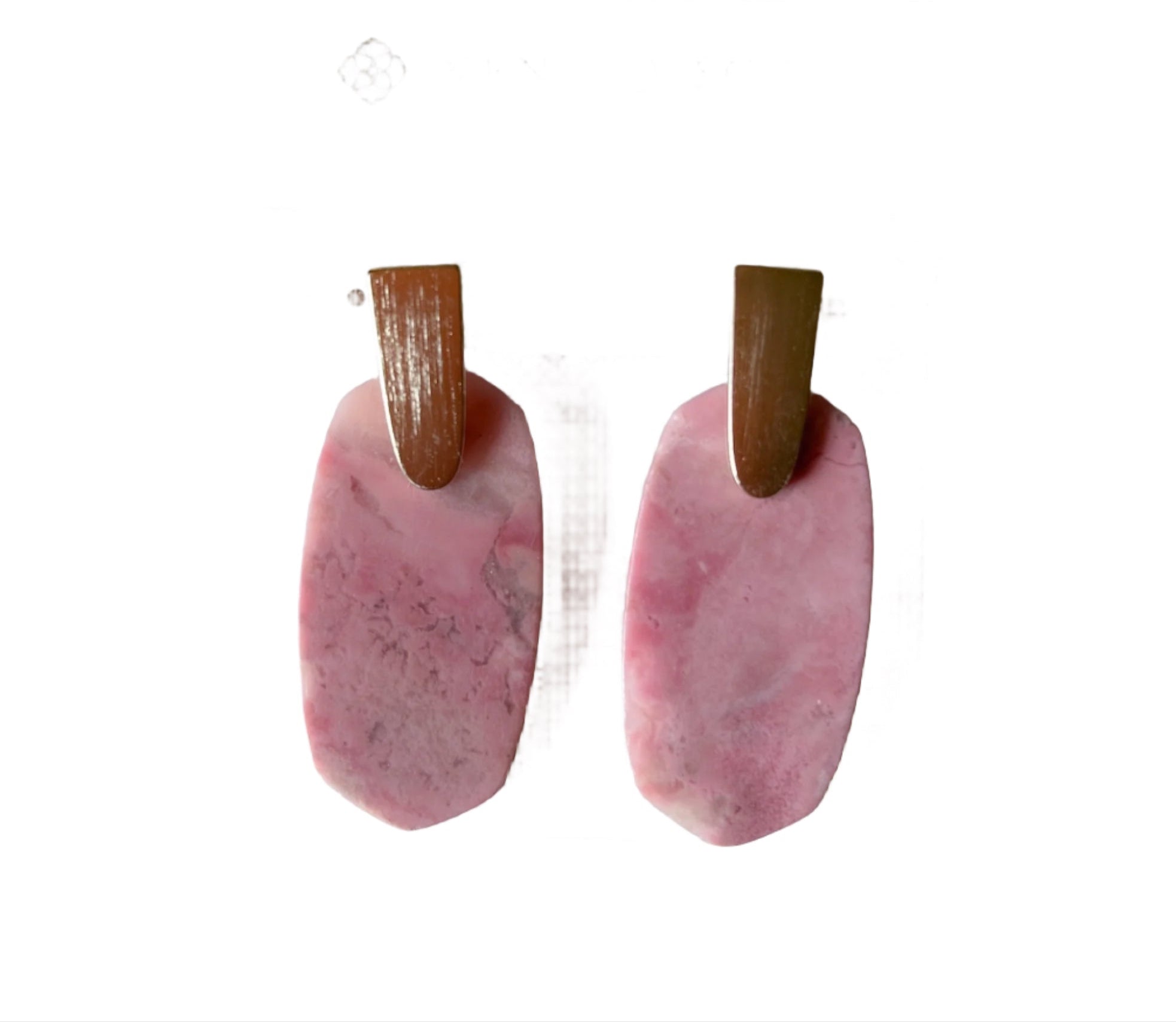 Aragon Drop Gold Earrings in Pink Rhodonite