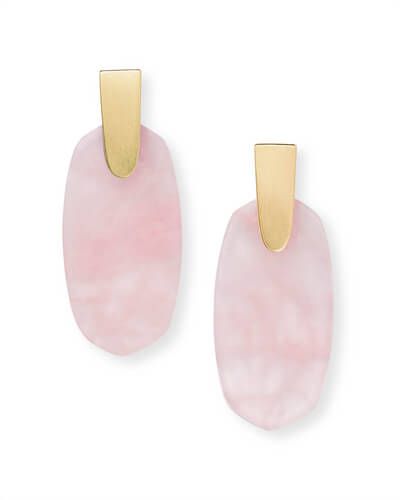 Aragon Drop Gold Earrings in Rose Quartz