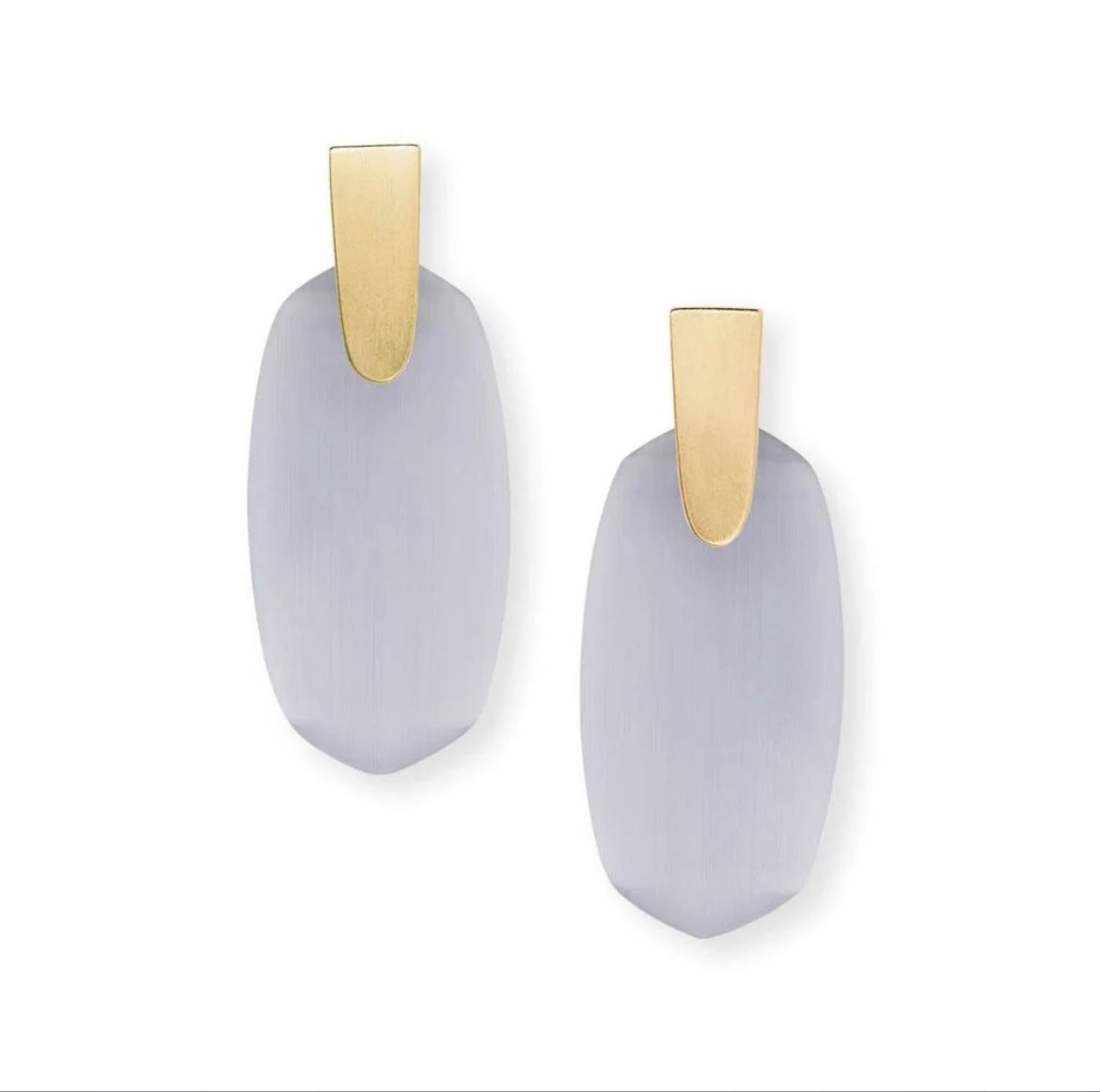 Aragon Drop Gold Earrings in Slate Cat Eyes