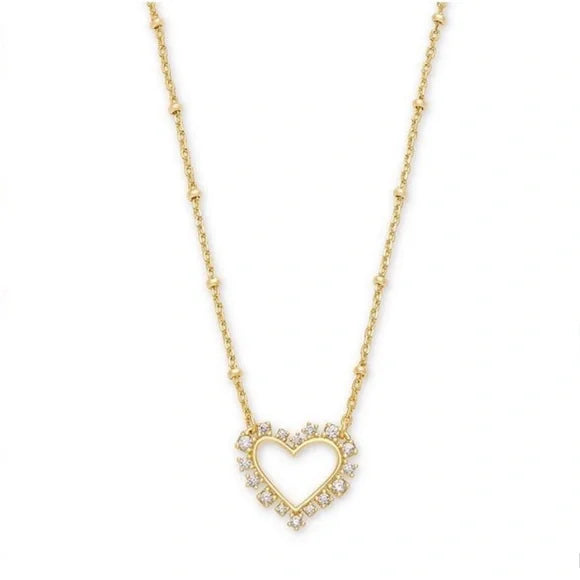 Ari Heart Crystal Necklace in Gold