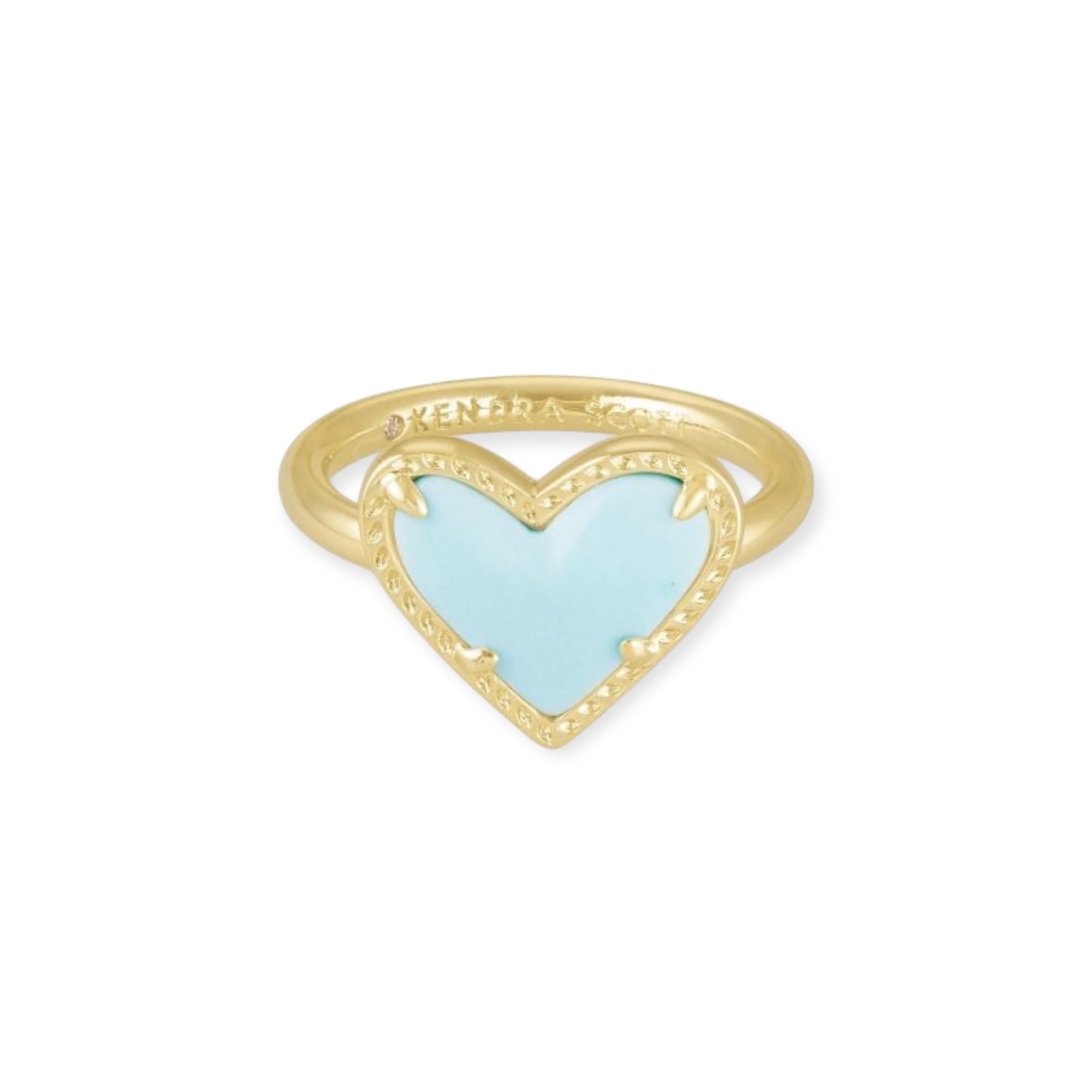 Ari Heart Gold Band Ring Light Blue Magnesite