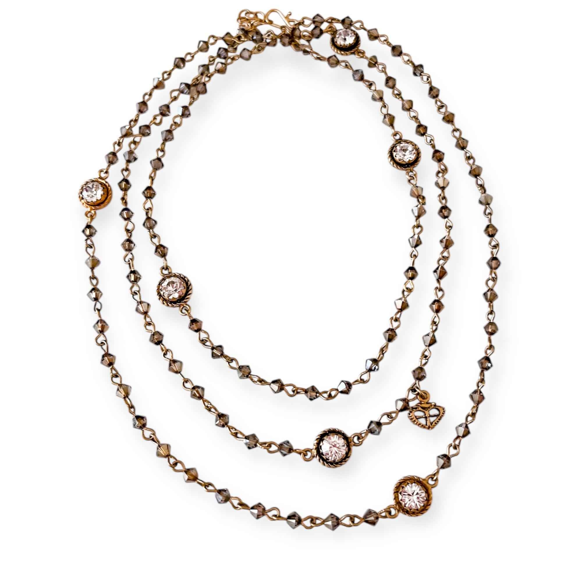 Magdalena - 4mm Bicone Bead Wrap Bright Gold Dark Metallic Sky Clear