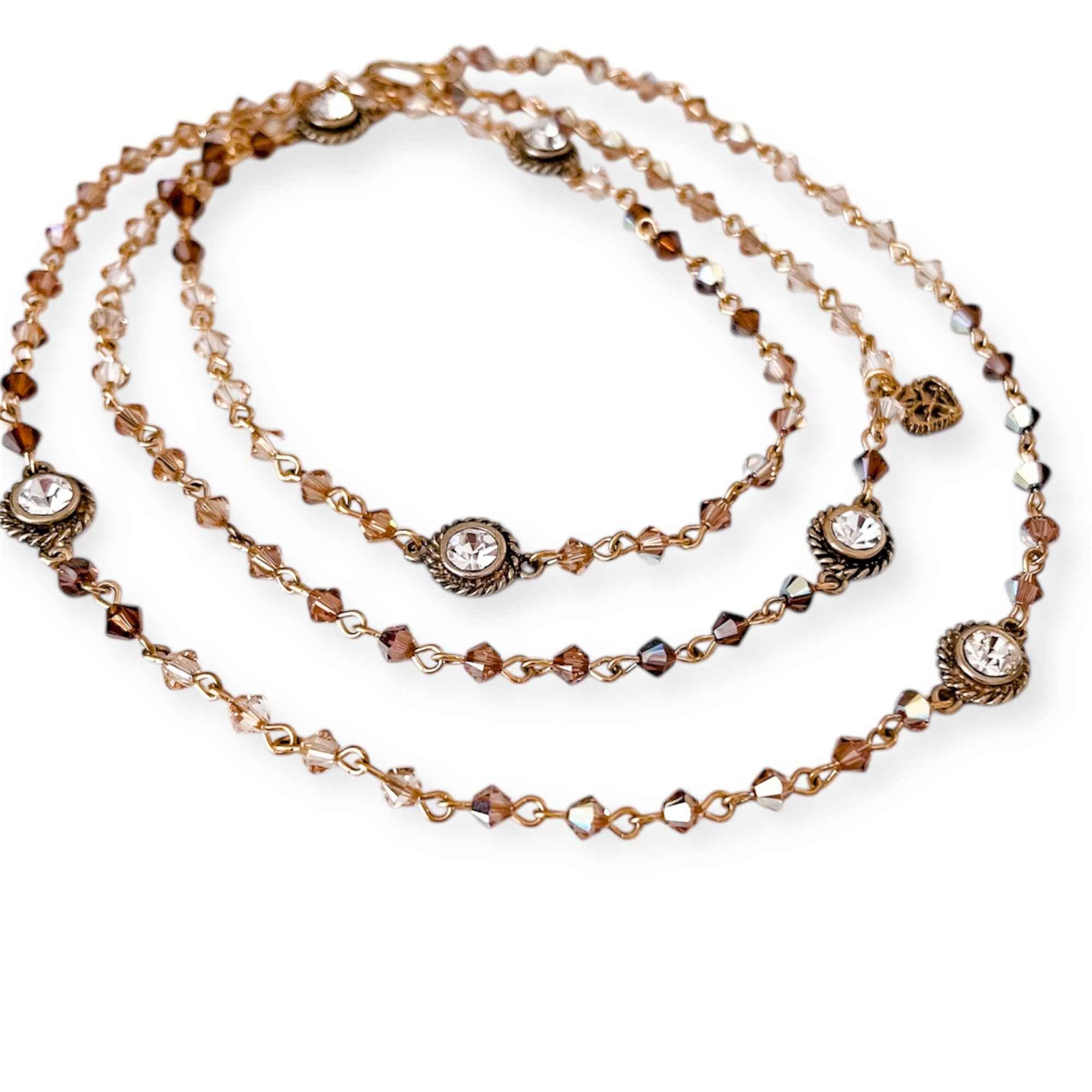 Magdalena - 4mm Bicone Bead Wrap Bright Gold Sunset Sky Ombre Clear