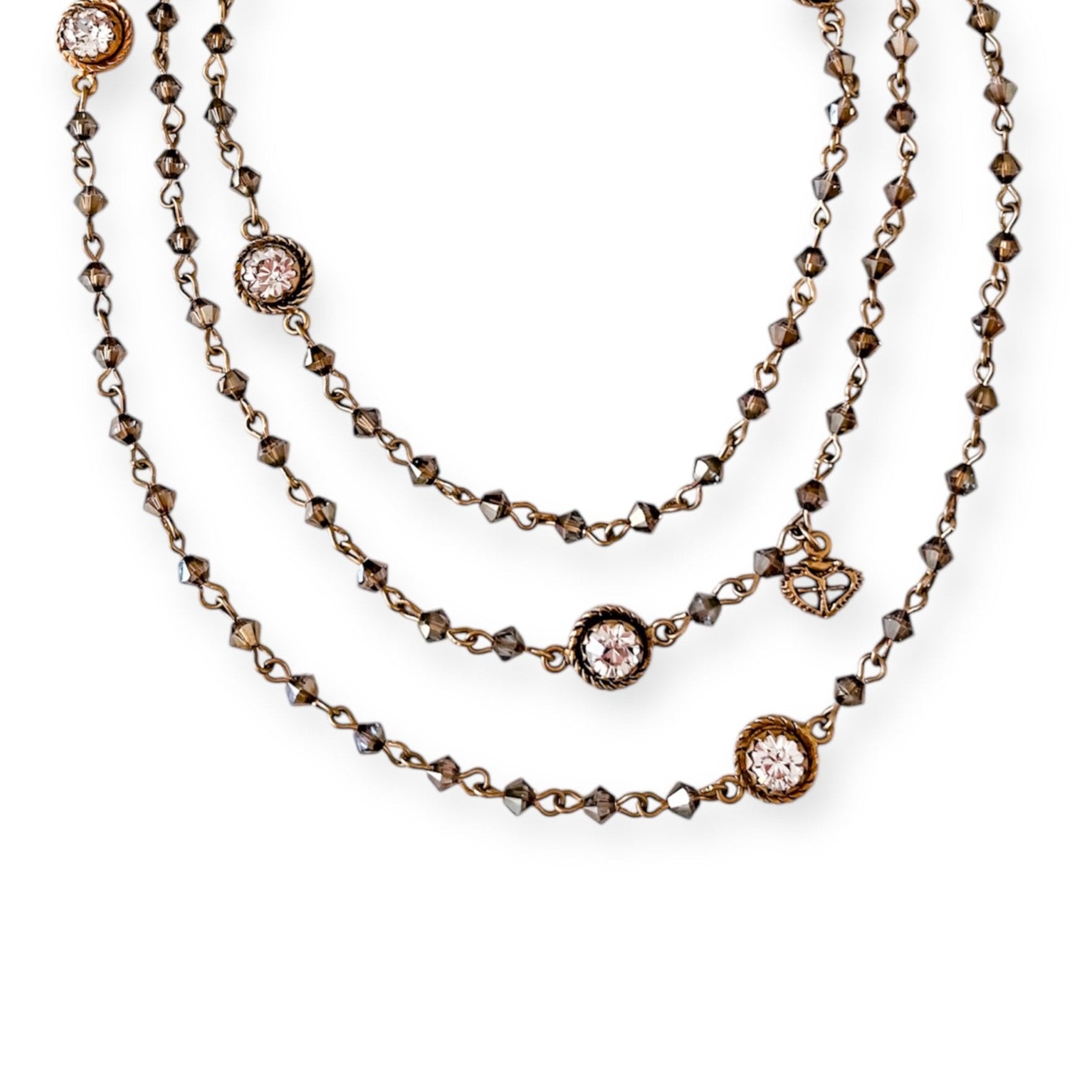 Magdalena - 4mm Bicone Bead Wrap Bright Gold Dark Metallic Sky Clear