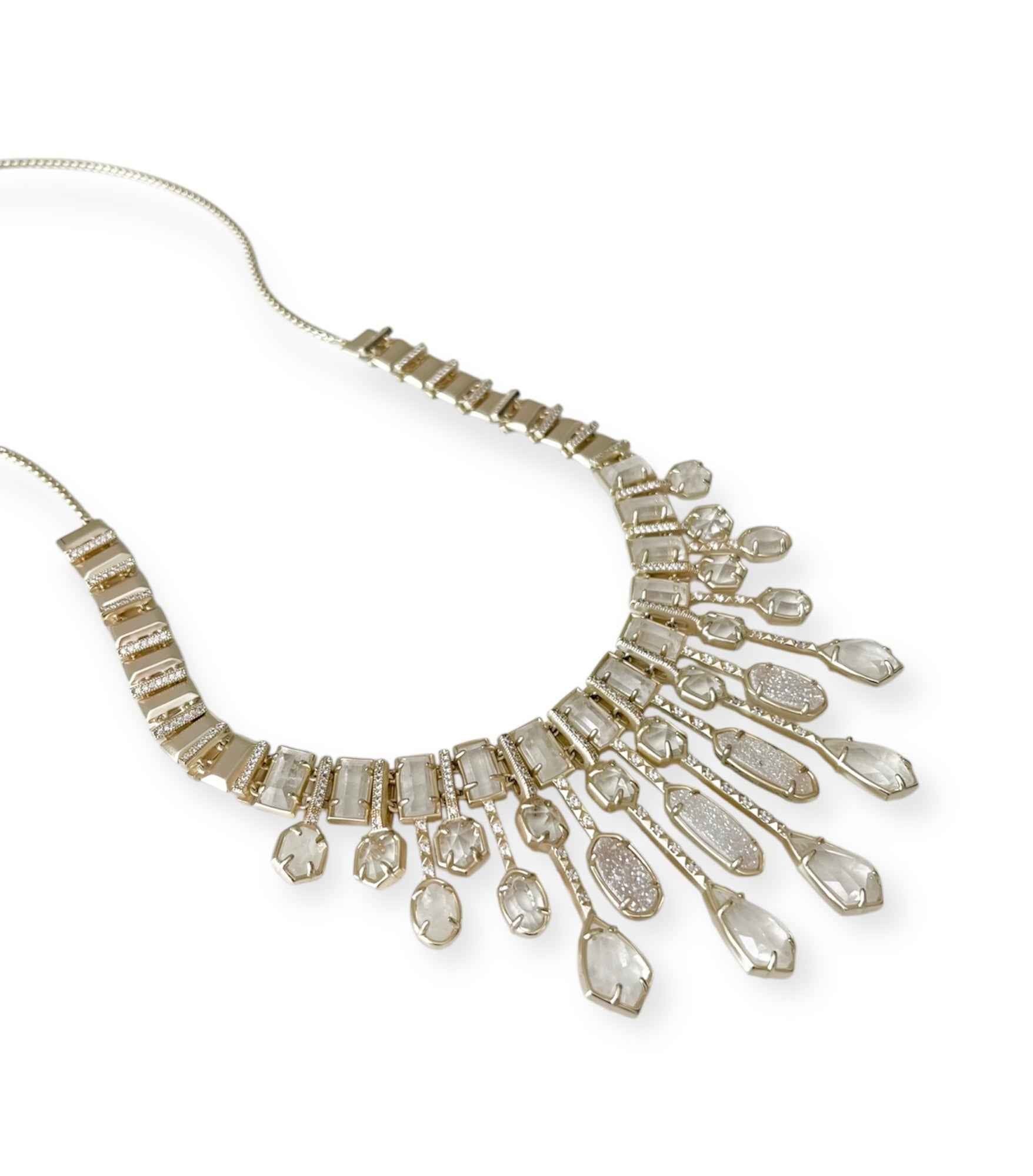 Bette Statement Necklace in Gold Iridescent Drusy