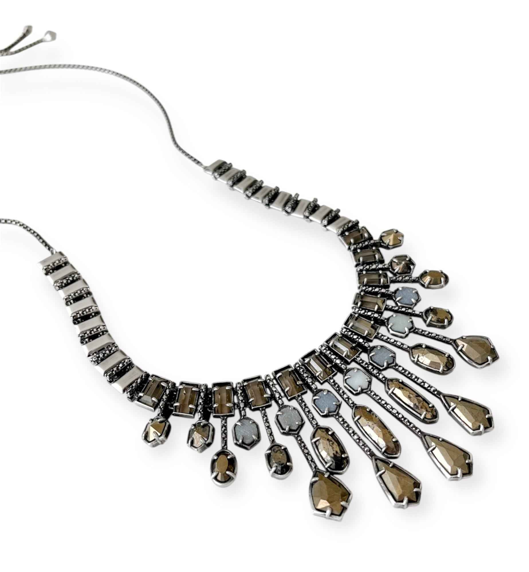 Bette Statement Necklace in Antique Silver Platinum Drusy