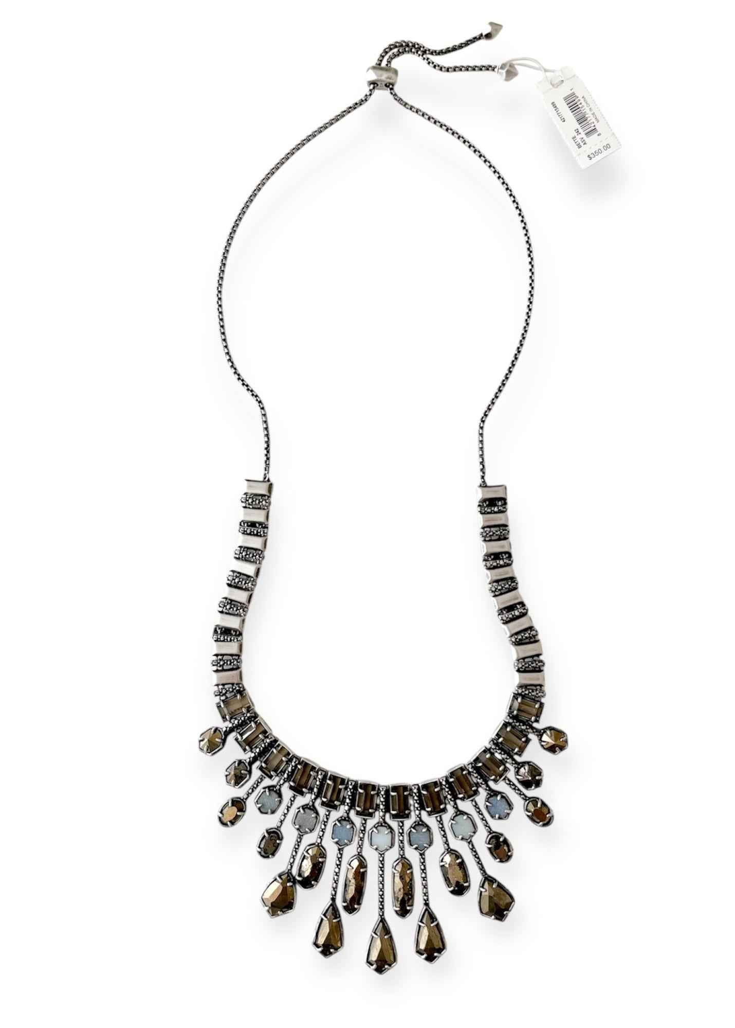 Bette Statement Necklace in Antique Silver Platinum Drusy