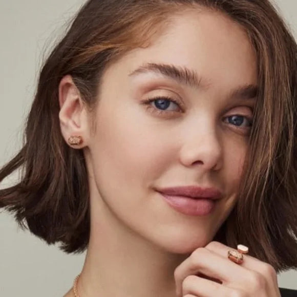 Betty Earrings in Rose Gold Iridescent Drusy