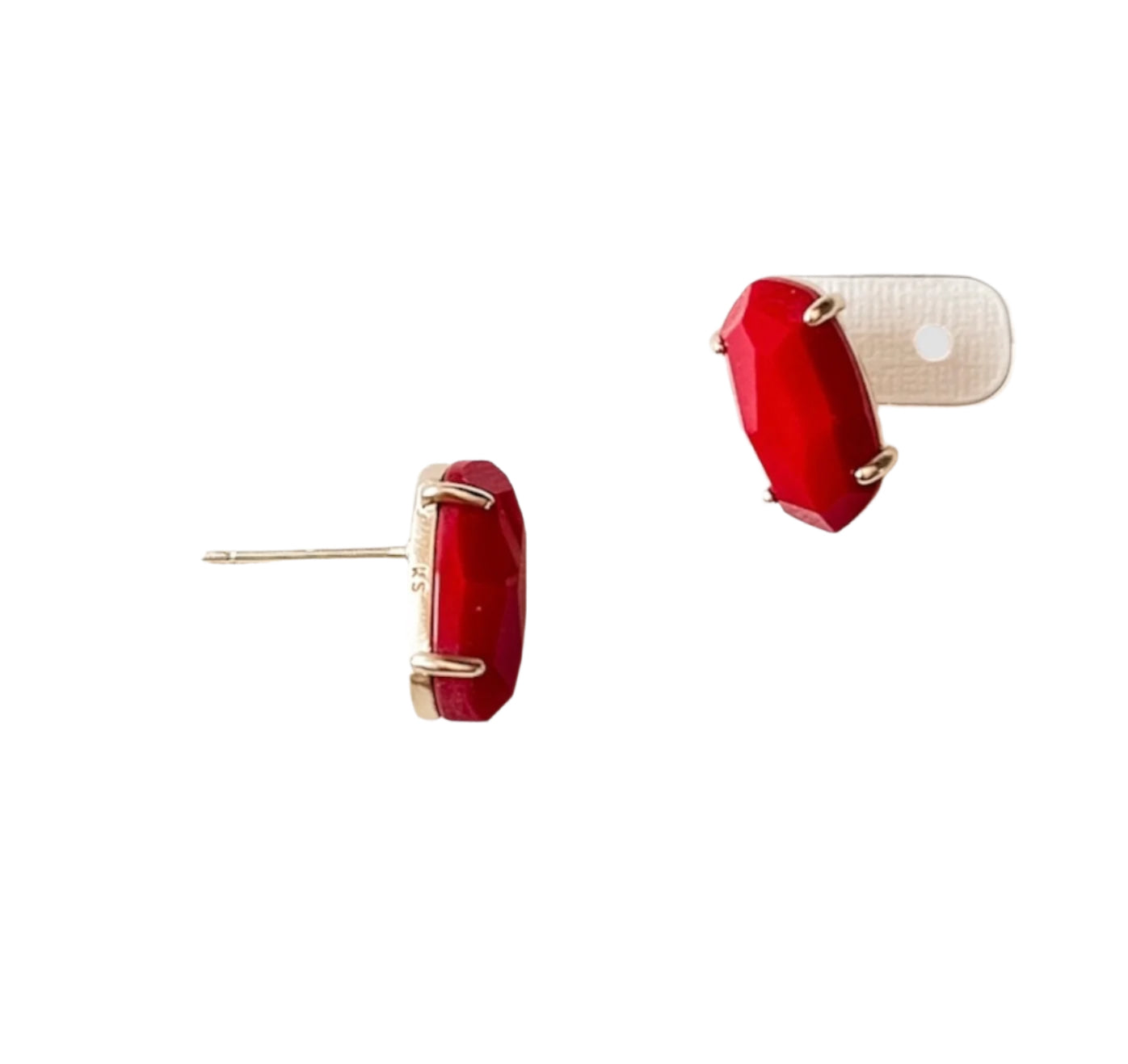 Betty Gold Earrings in Berry Red