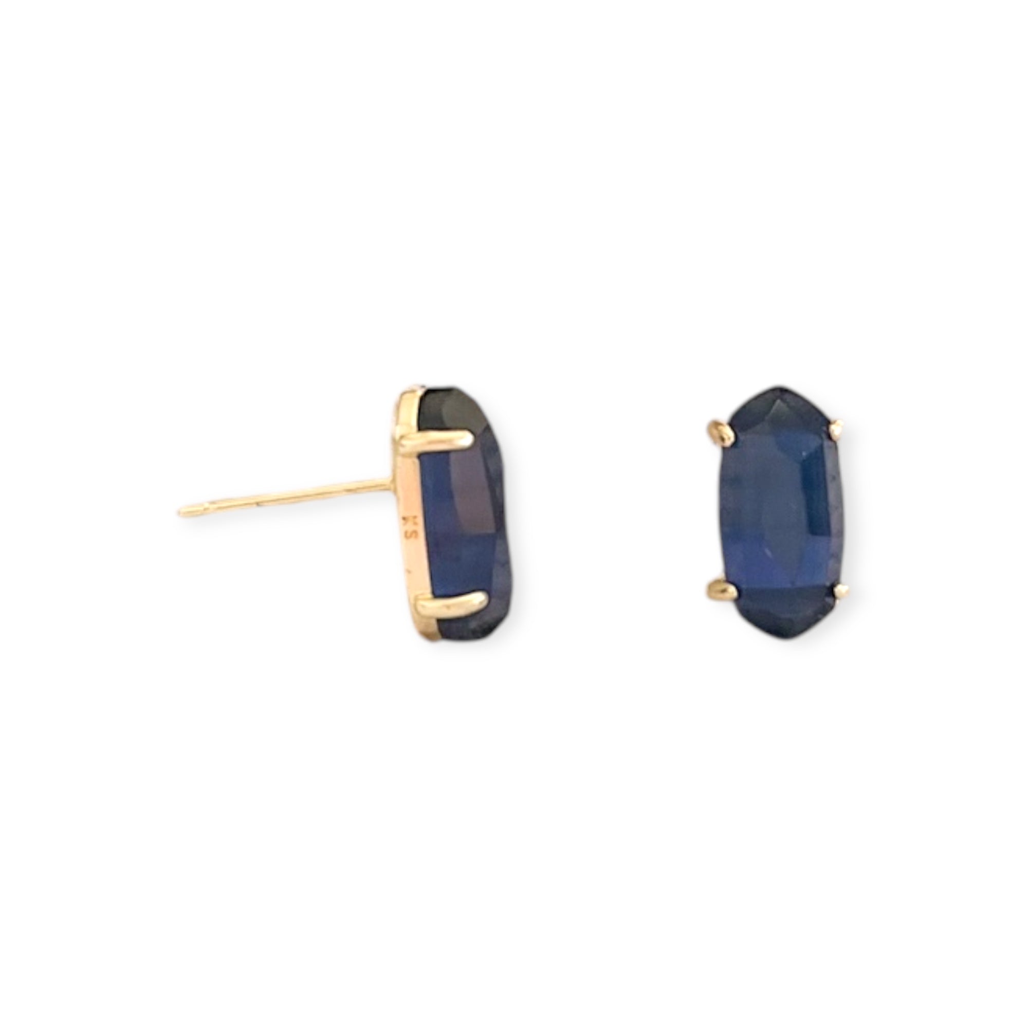 Betty Gold Earrings in Navy