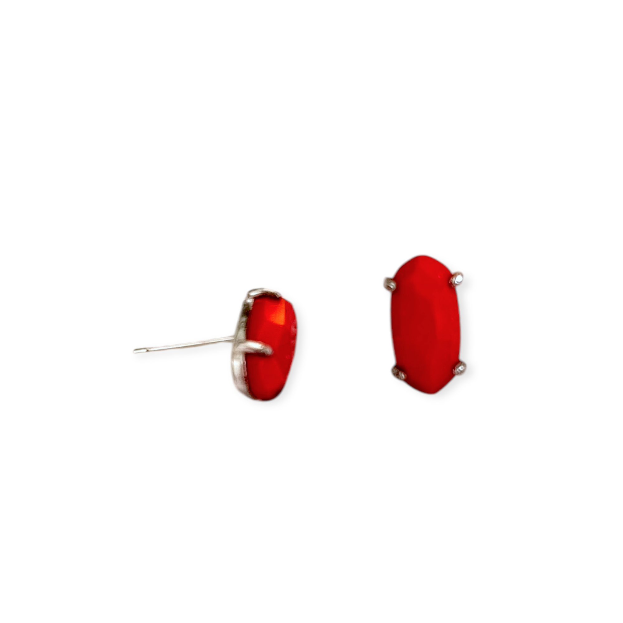Betty Silver Earrings in Berry Red