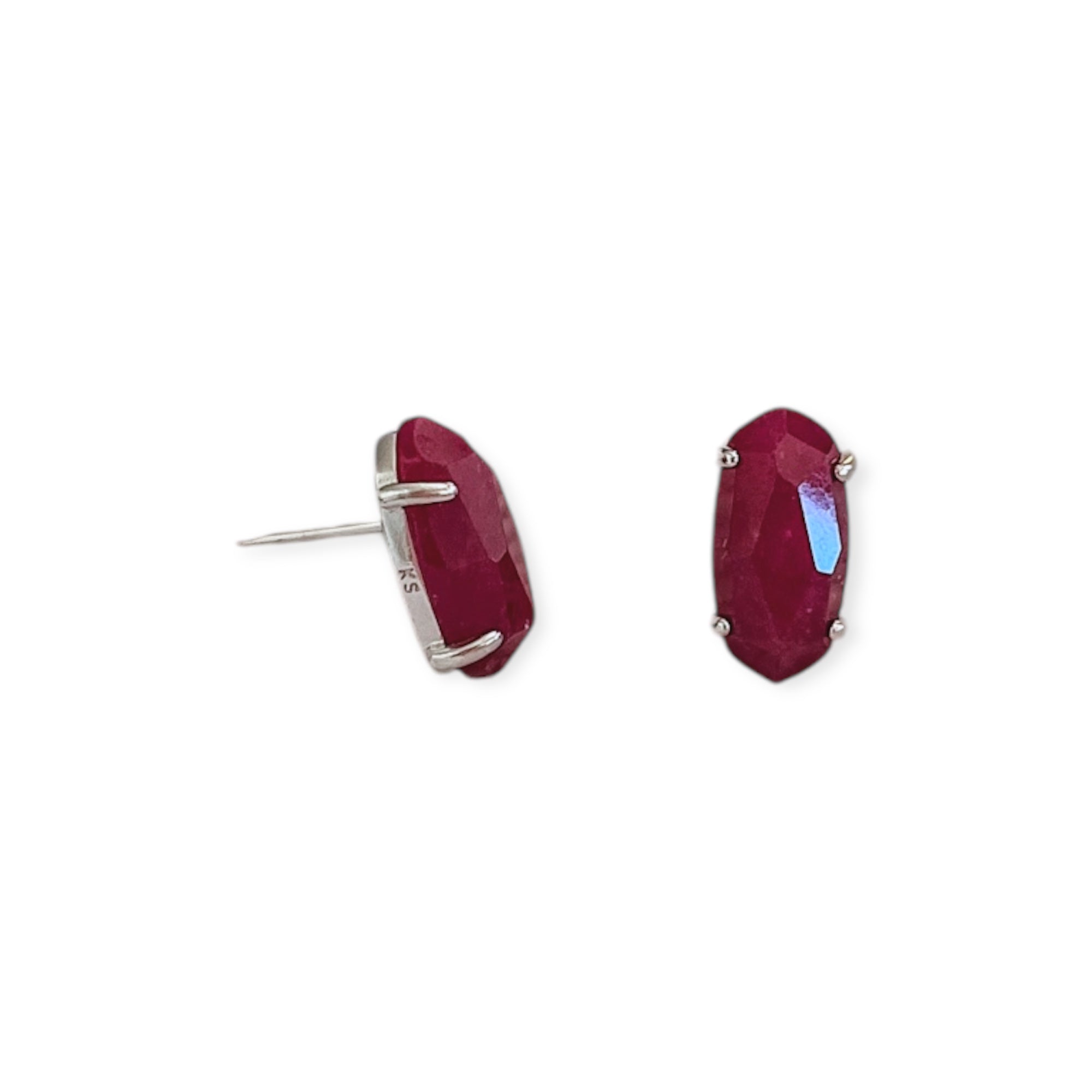 Betty Silver Earrings in Maroon