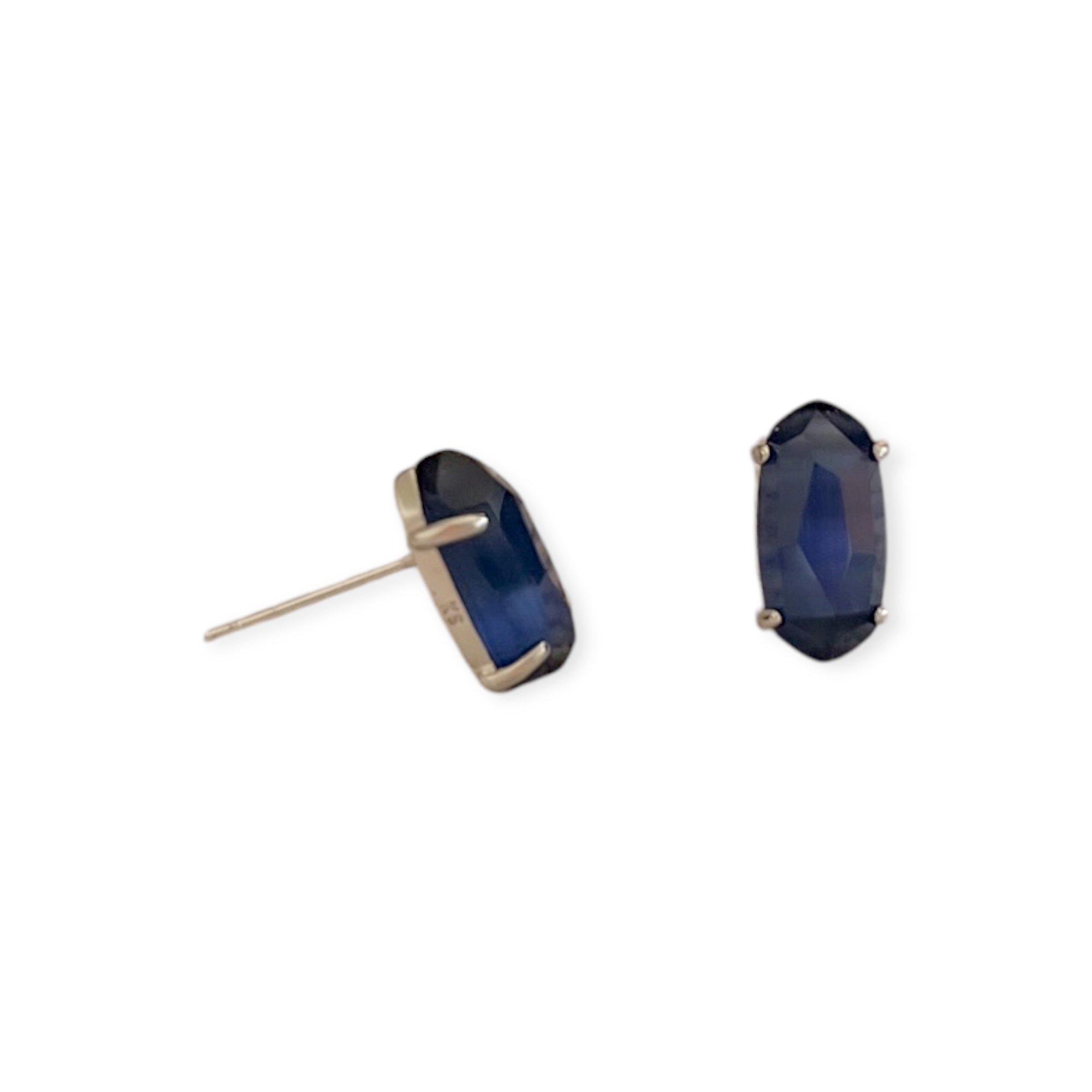 Betty Silver Earrings in Navy