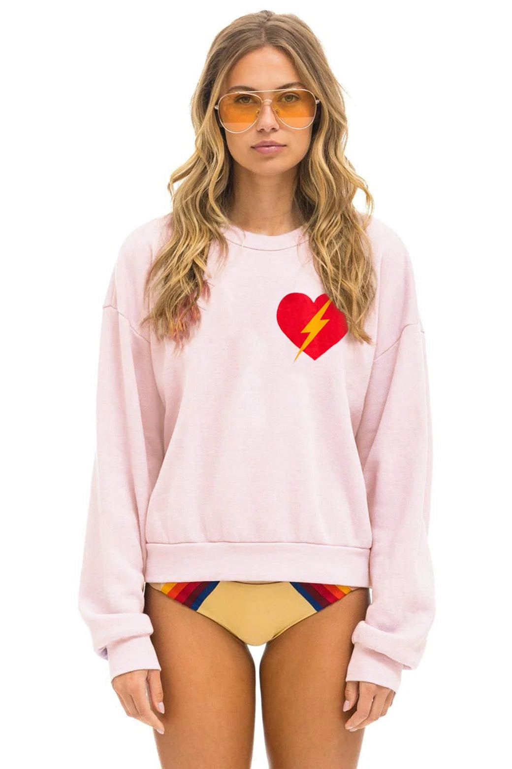 Bolt Heart Crew Sweatshirt Light Pink