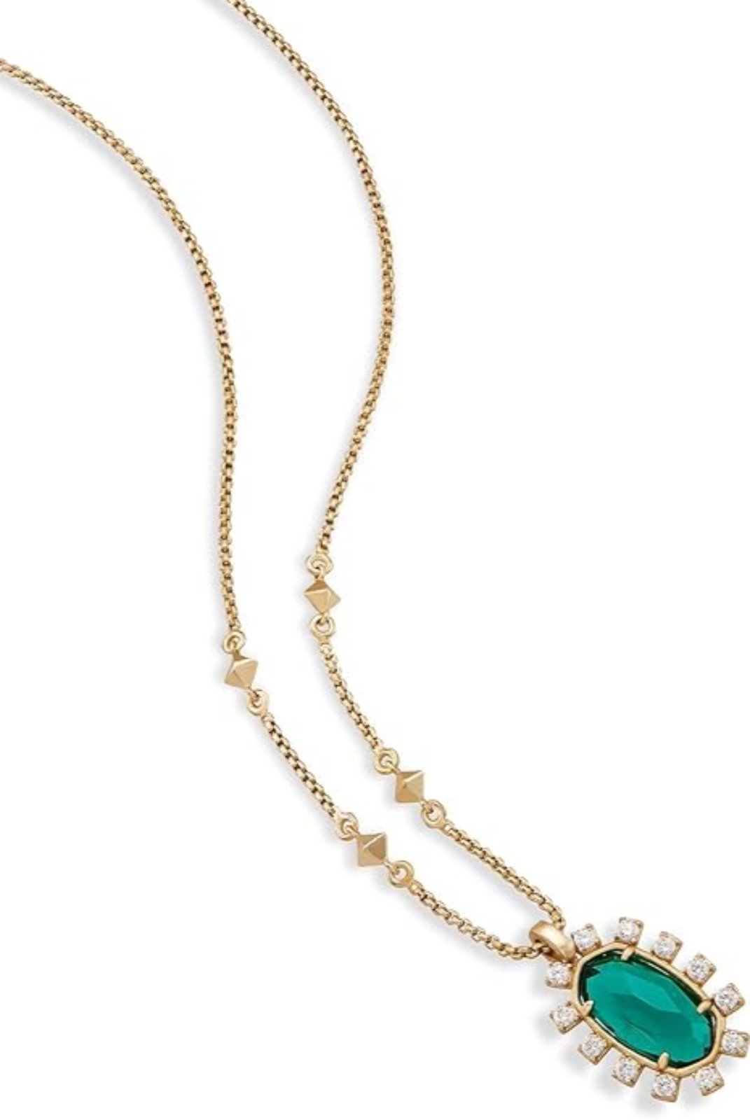 Brett Pendant Emerald Necklace in Bright Silver - Bella's House Tulsa