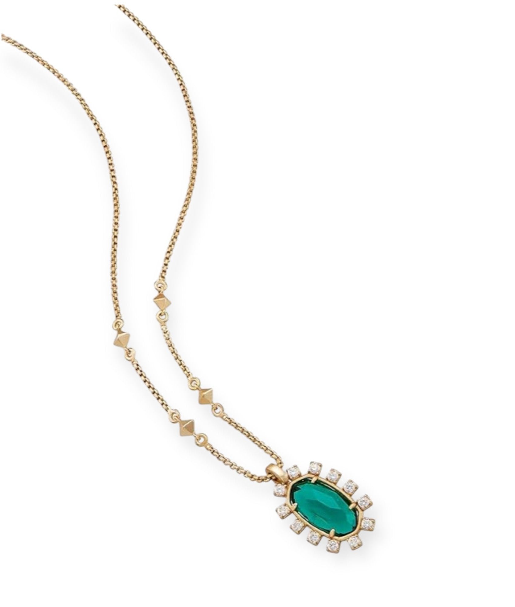 Brett Pendant Emerald Necklace in Bright Silver - Bella's House Tulsa