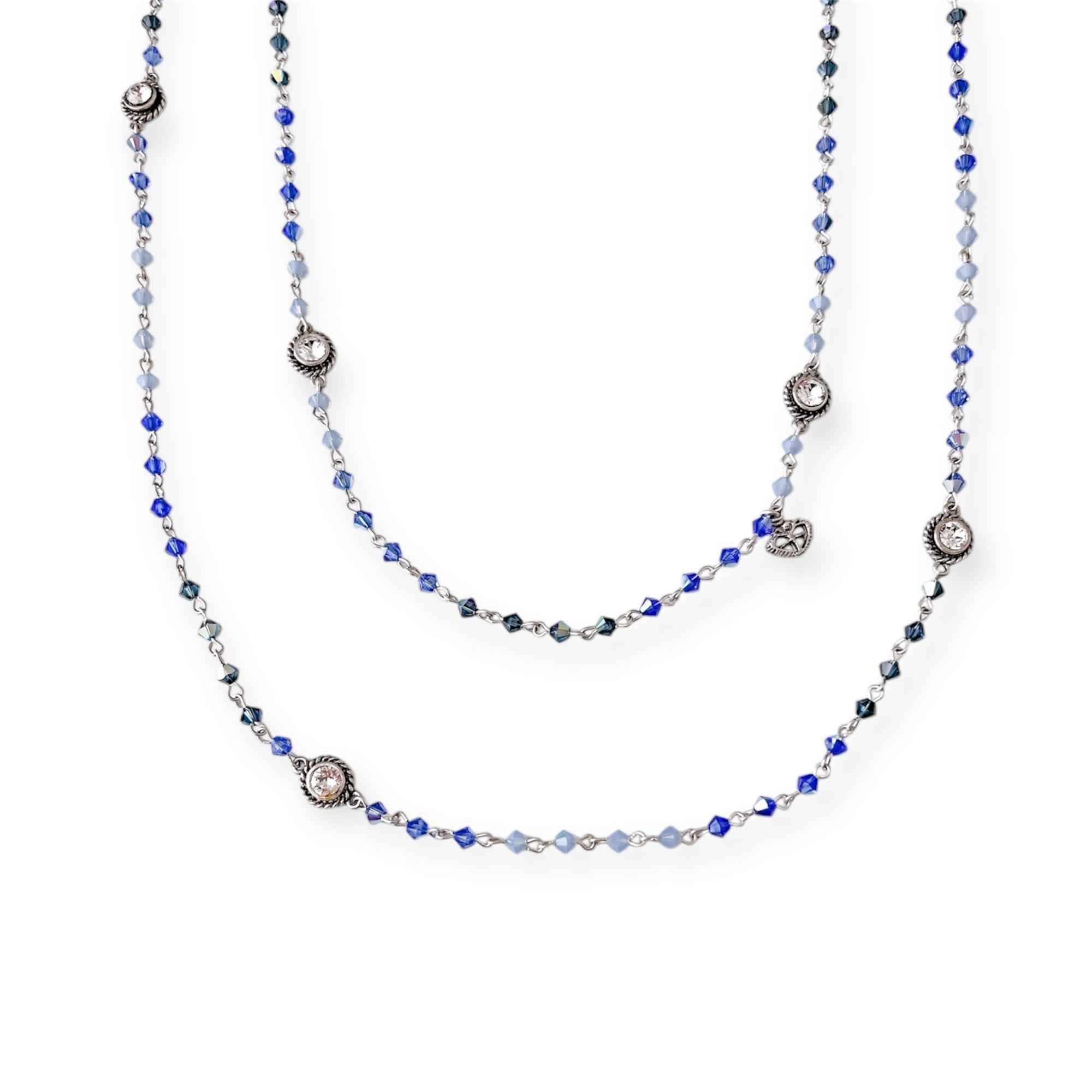Magdalena - 4mm Bicone Bead Wrap Bright Silver Blue Sky Ombre Clear