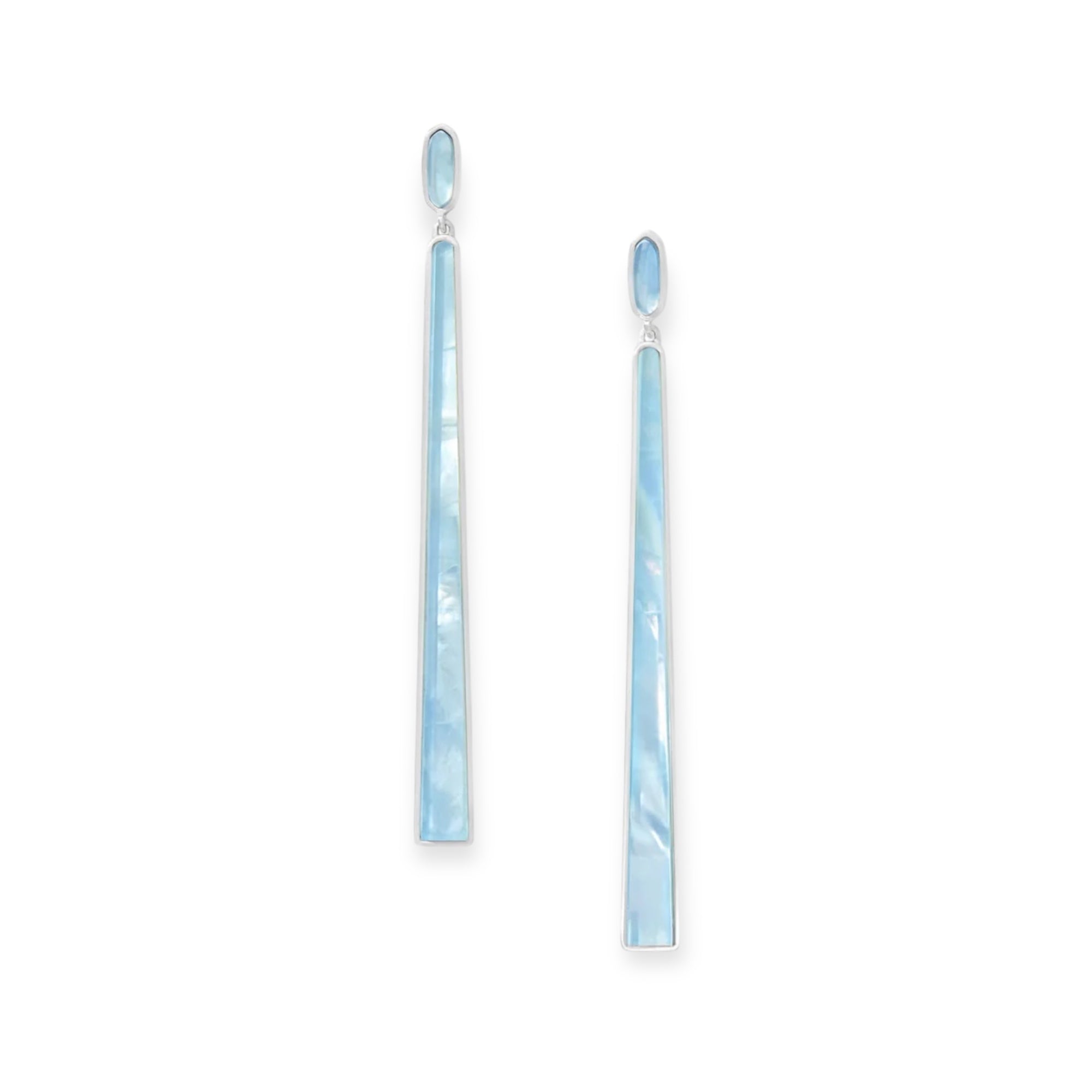 Brooklyn Bright Silver Statement Earrings in Sky Blue Illusion