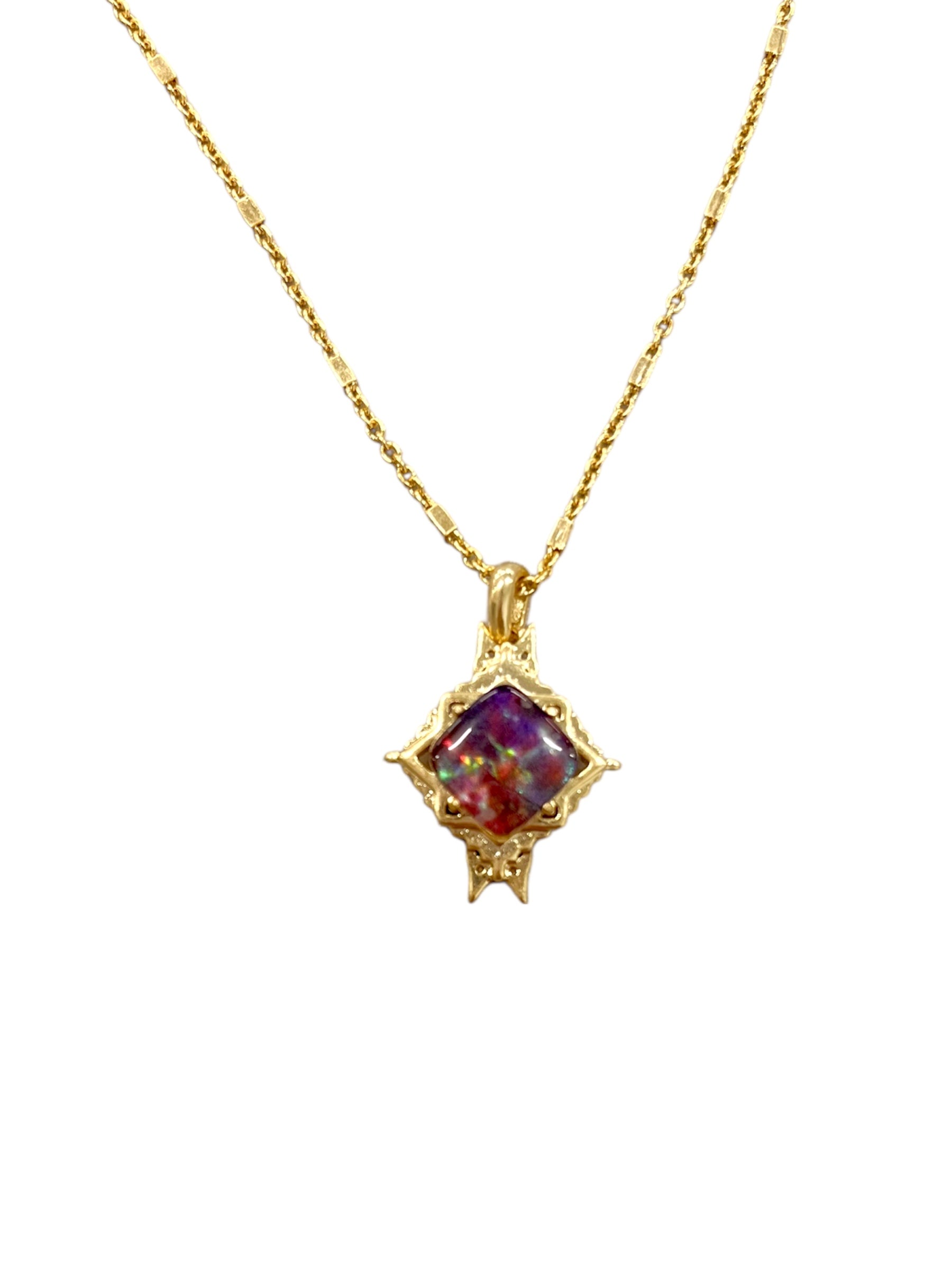 Cass Gold Long Pendant Necklace In Mauve Abalone