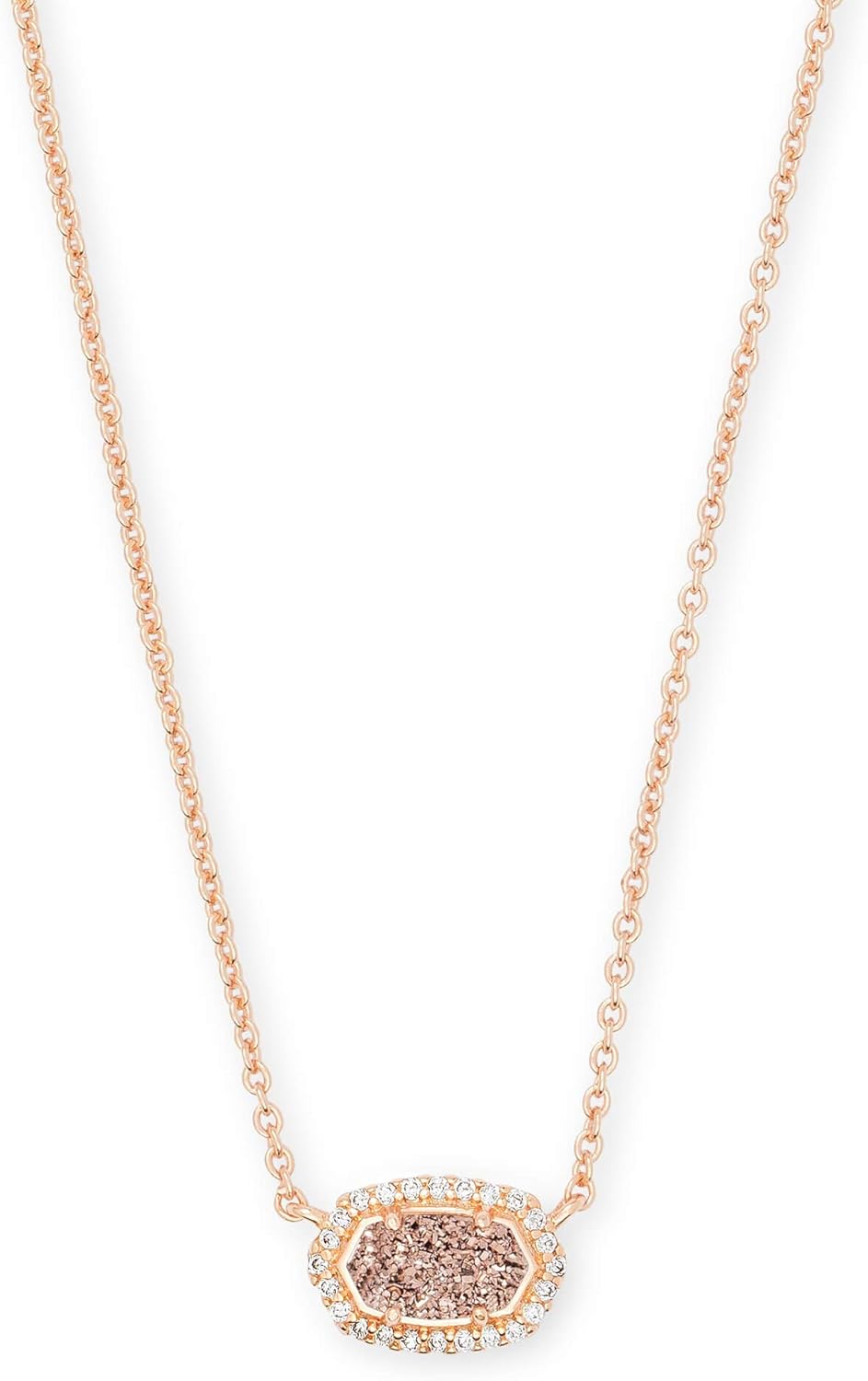 Chelsea Rose Gold Pendant Necklace in rose Iridescent Drusy
