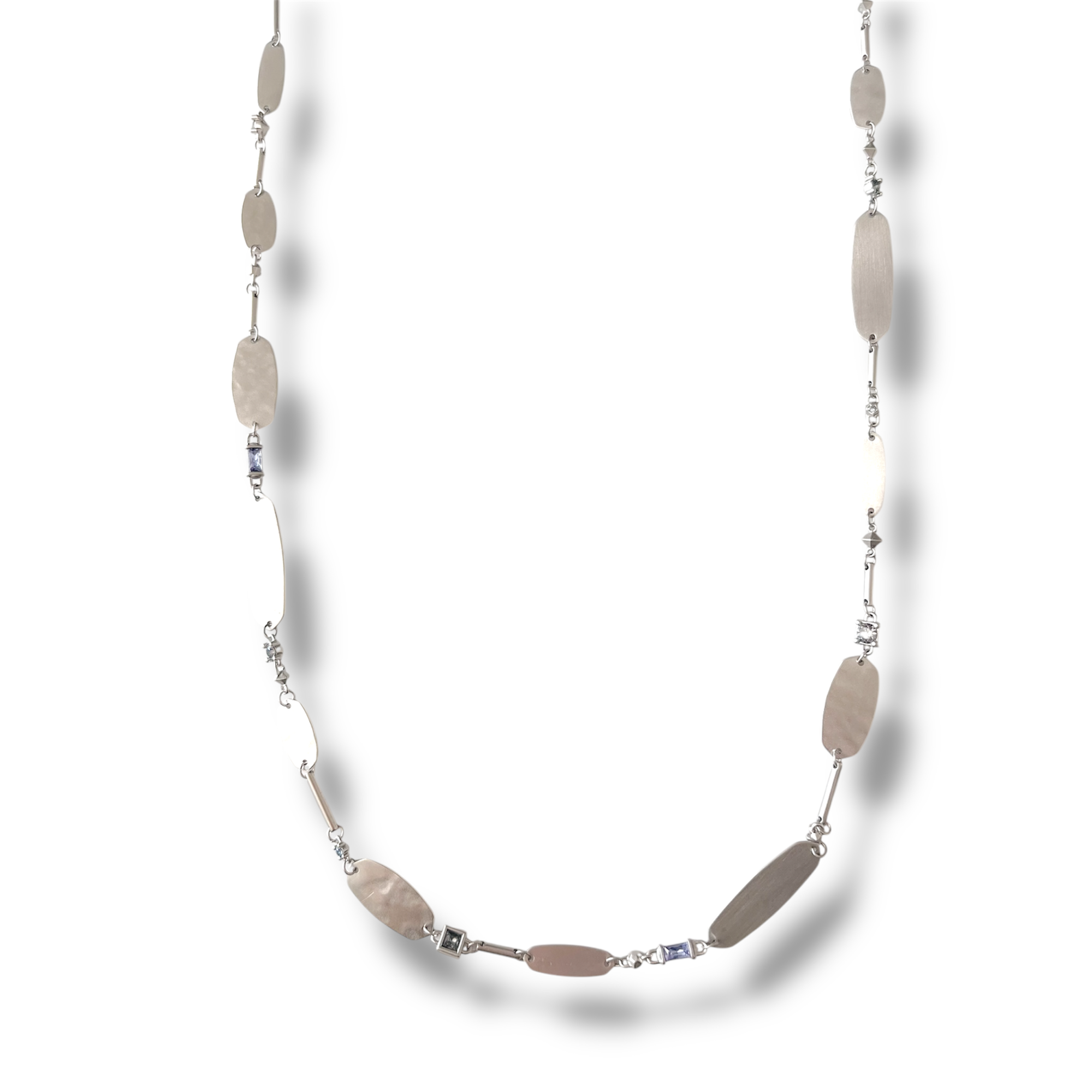 Claret Long Silver Pendant Necklace