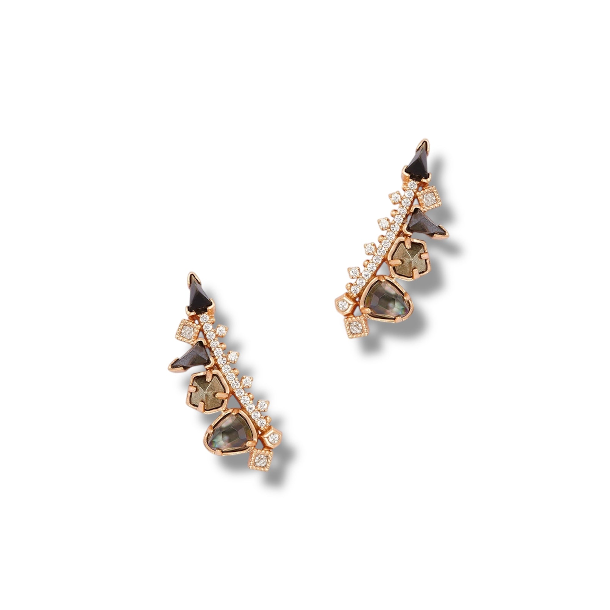 Clarissa Ear Climbers in Rose Gold Pyrite Mix