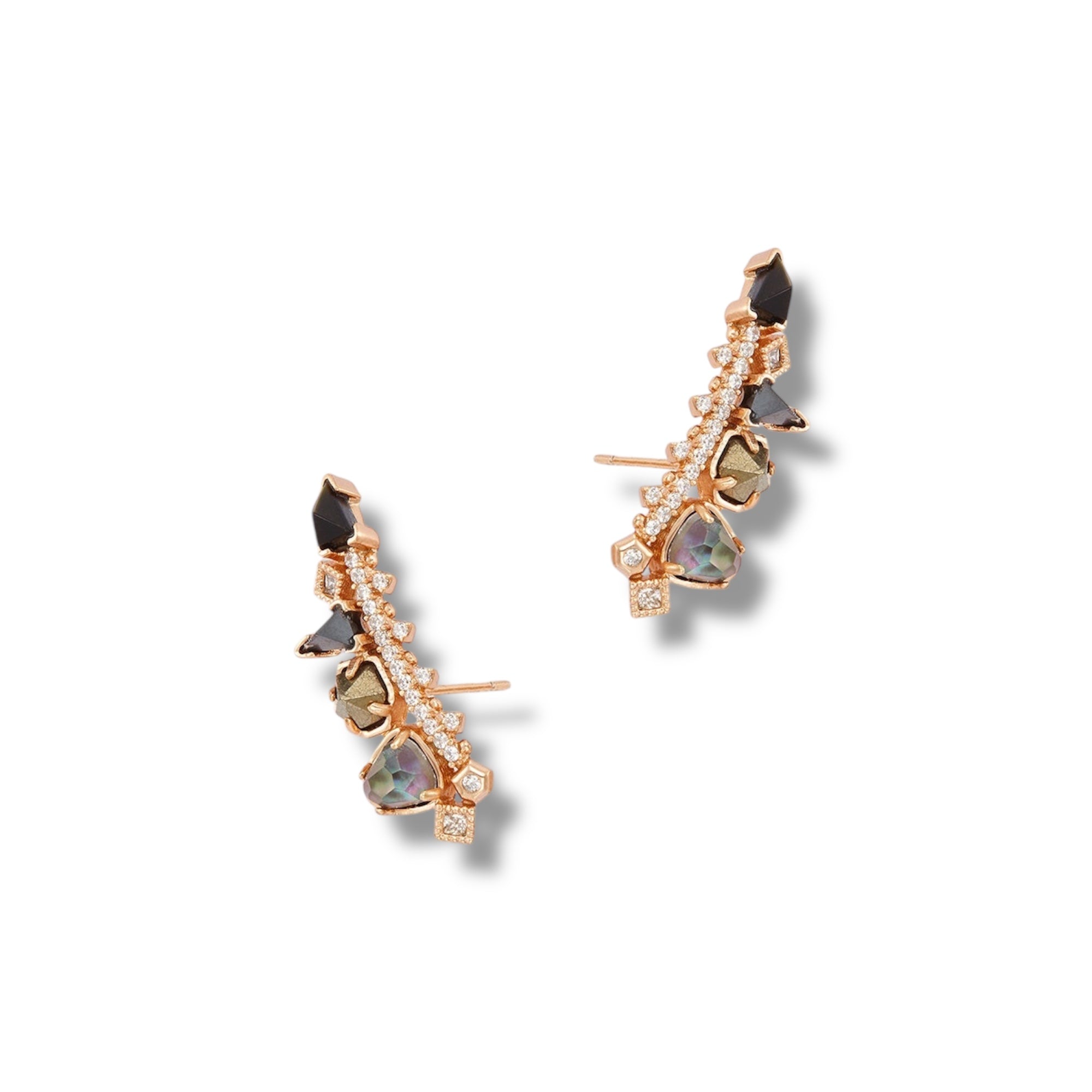 Clarissa Ear Climbers in Rose Gold Pyrite Mix