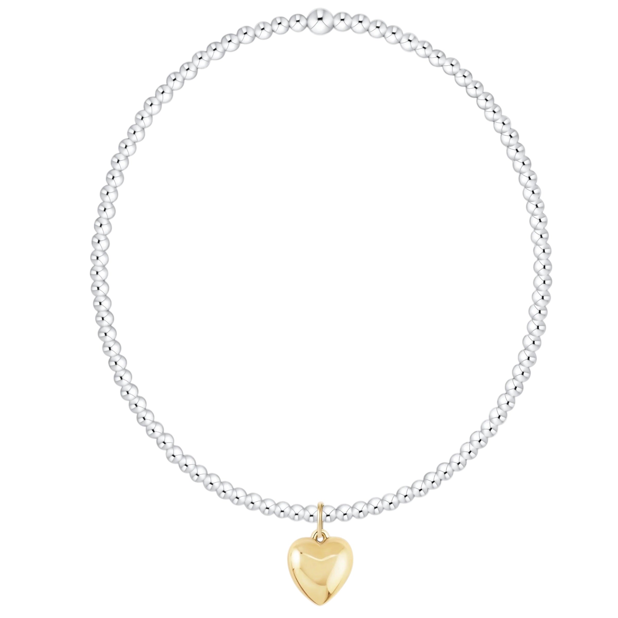 Classic Mixed Metal 2mm Bracelet-Love Plush Small Gold Charm