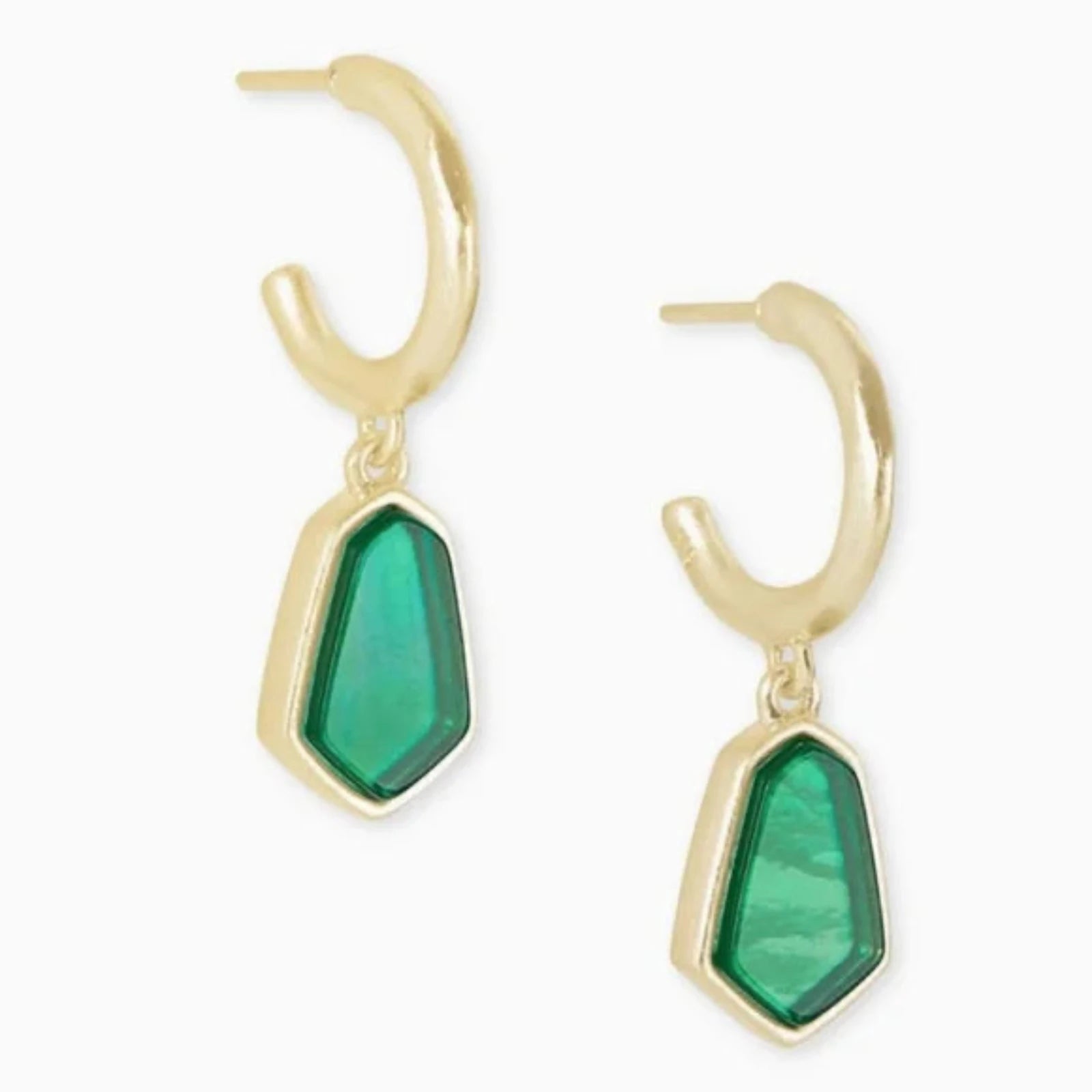 Clove Gold Huggie Hoops Earrings Jade Green Illusion - Bella's House Tulsa