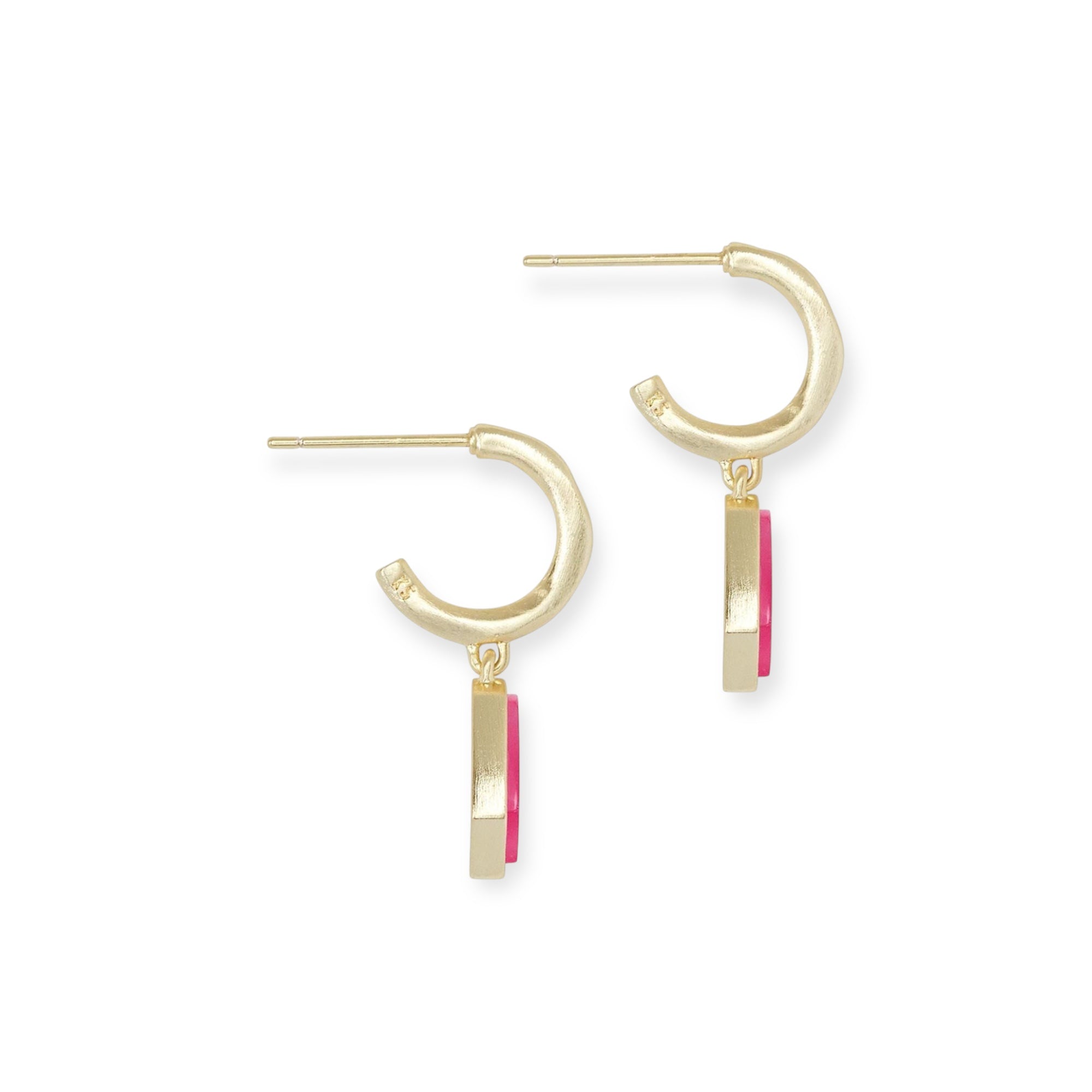 Clove Gold Huggie Hoops in Light Azalea Illusion