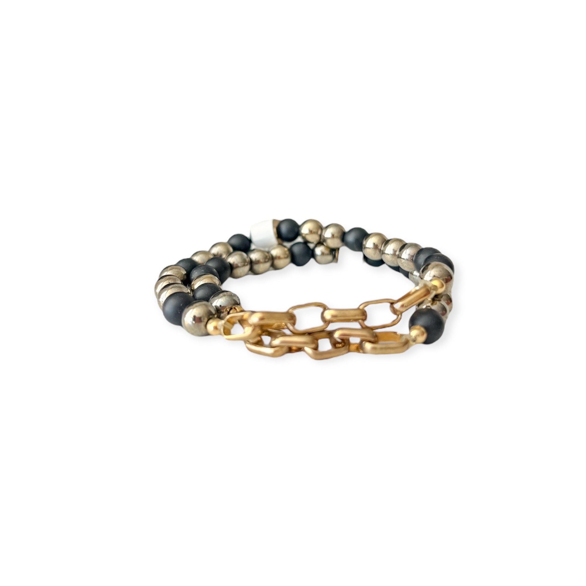 Coco Stretch Mix Black Bead & Chain Bracelet