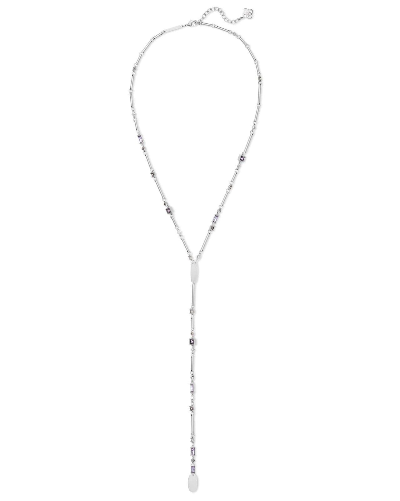 Crowley Long Pendant Y Necklace in Silver Lilac Mix