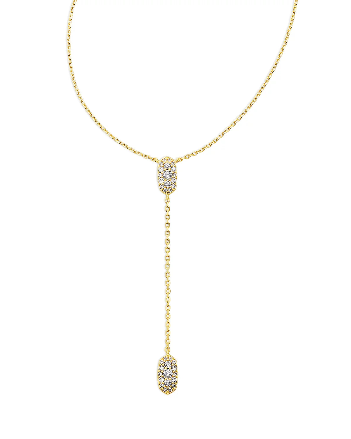 Crystal Grayson Pave Y Necklace in Gold - Bella's House Tulsa