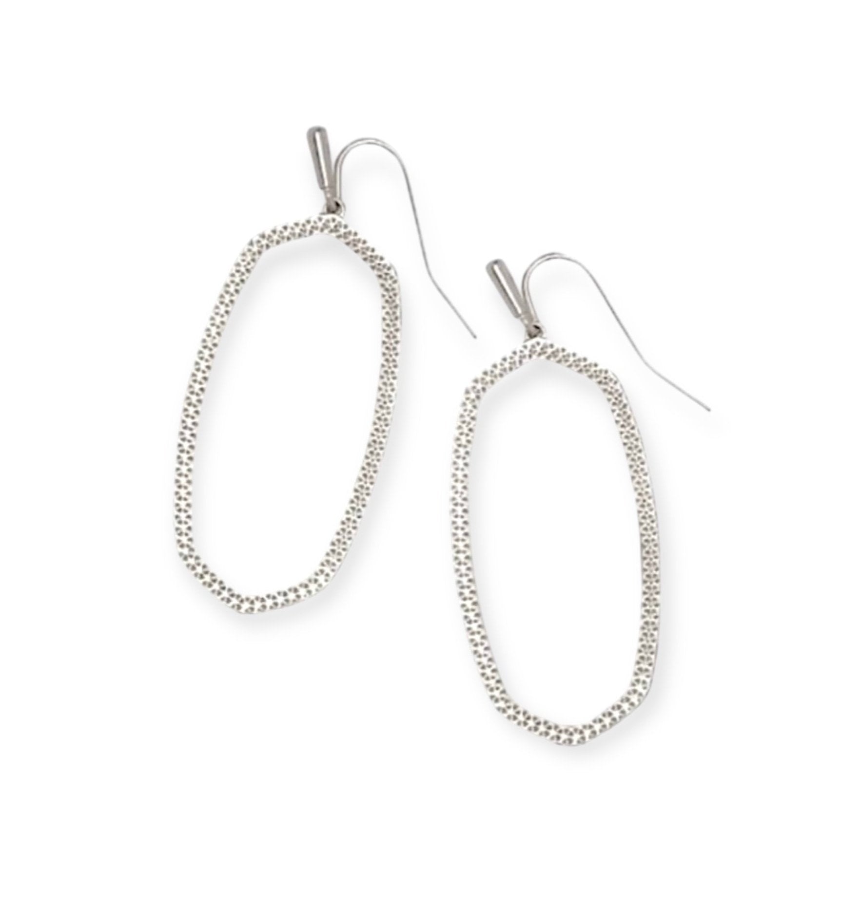 Danielle Open Frame Rhodium Earrings - Bella's House Tulsa